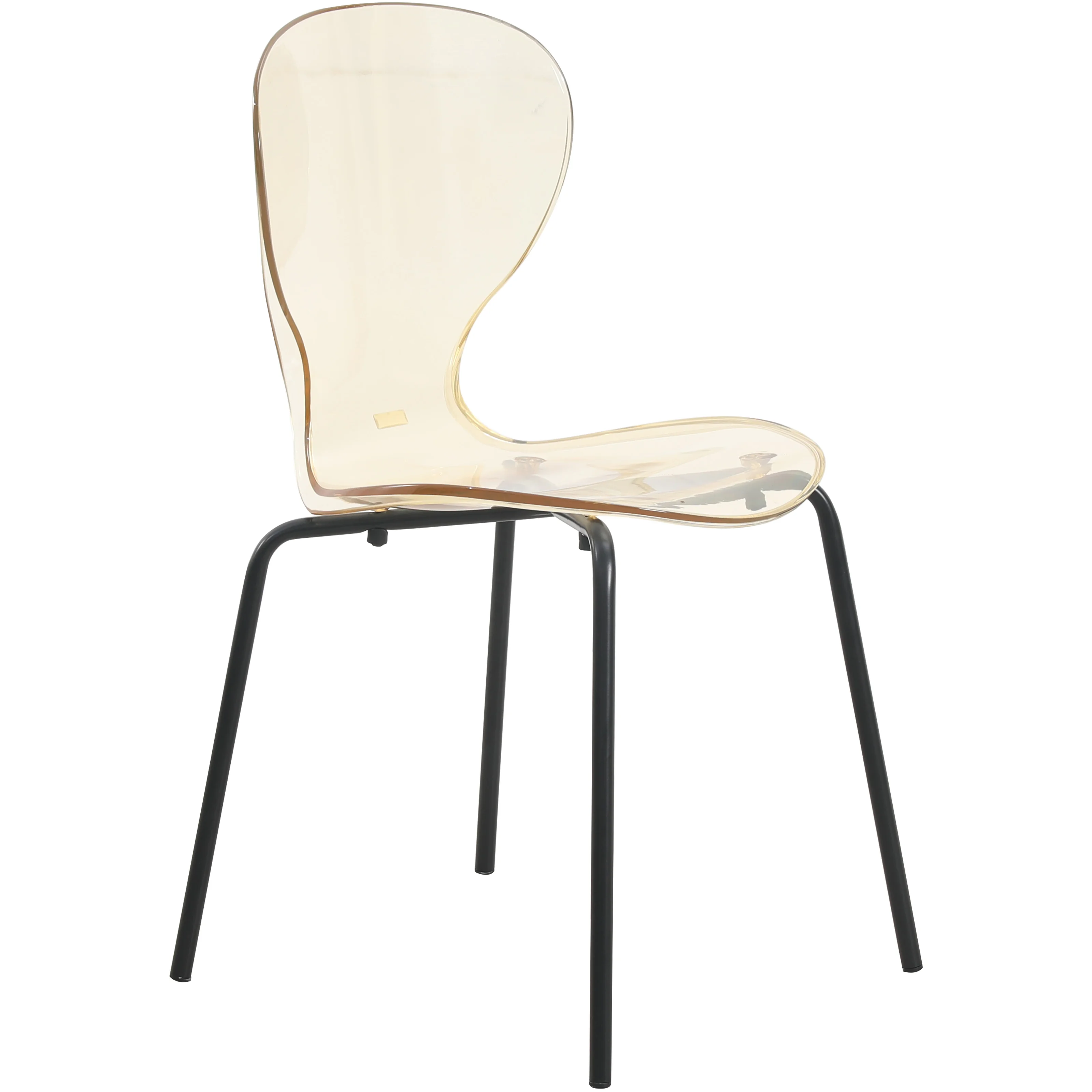 Modern Oyster Transparent Side Chair in Black Base
