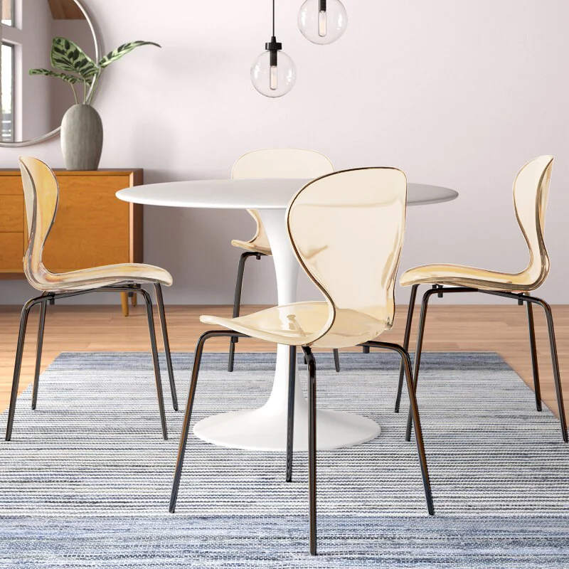 Modern Oyster Transparent Side Chair in Black Base