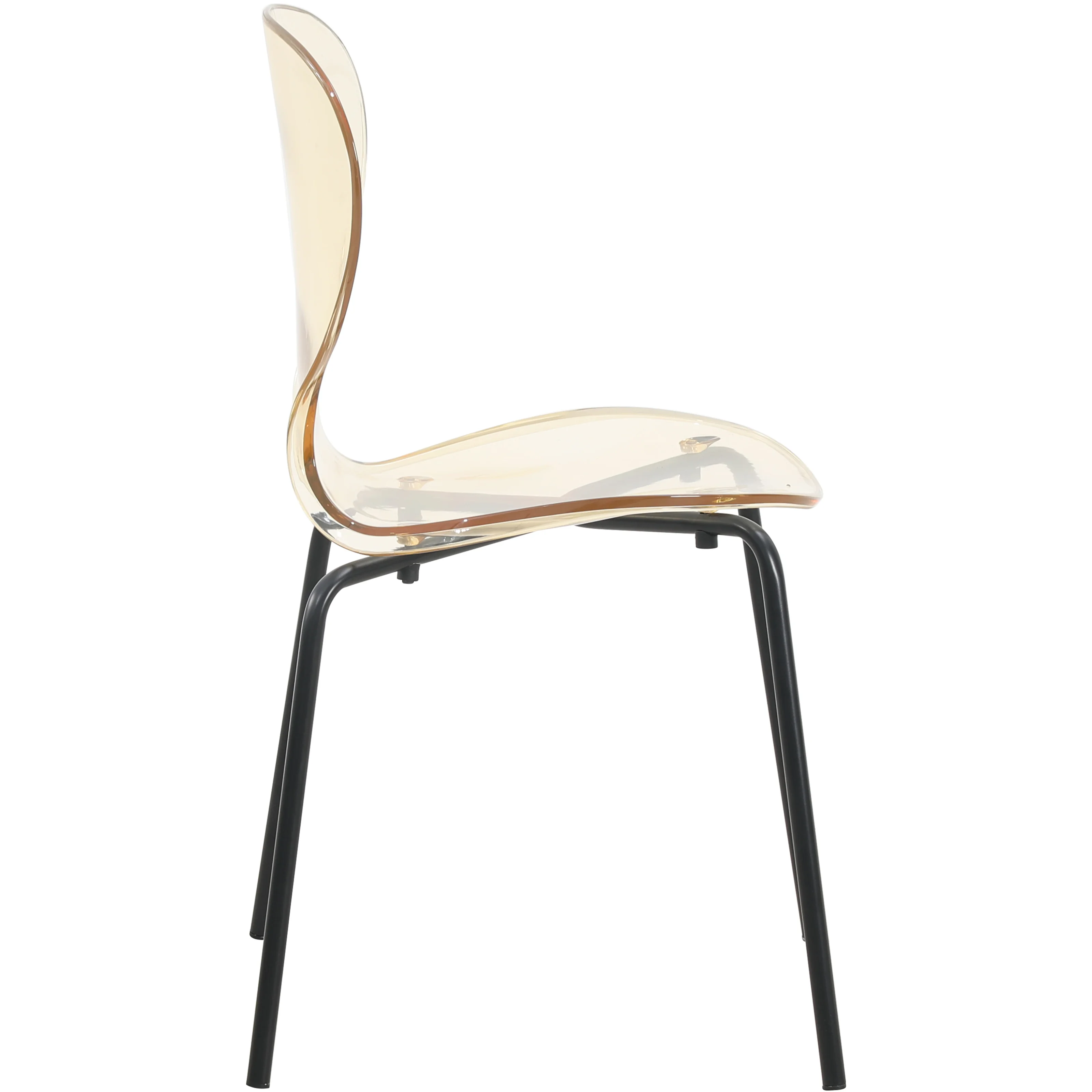 Modern Oyster Transparent Side Chair in Black Base set of 2