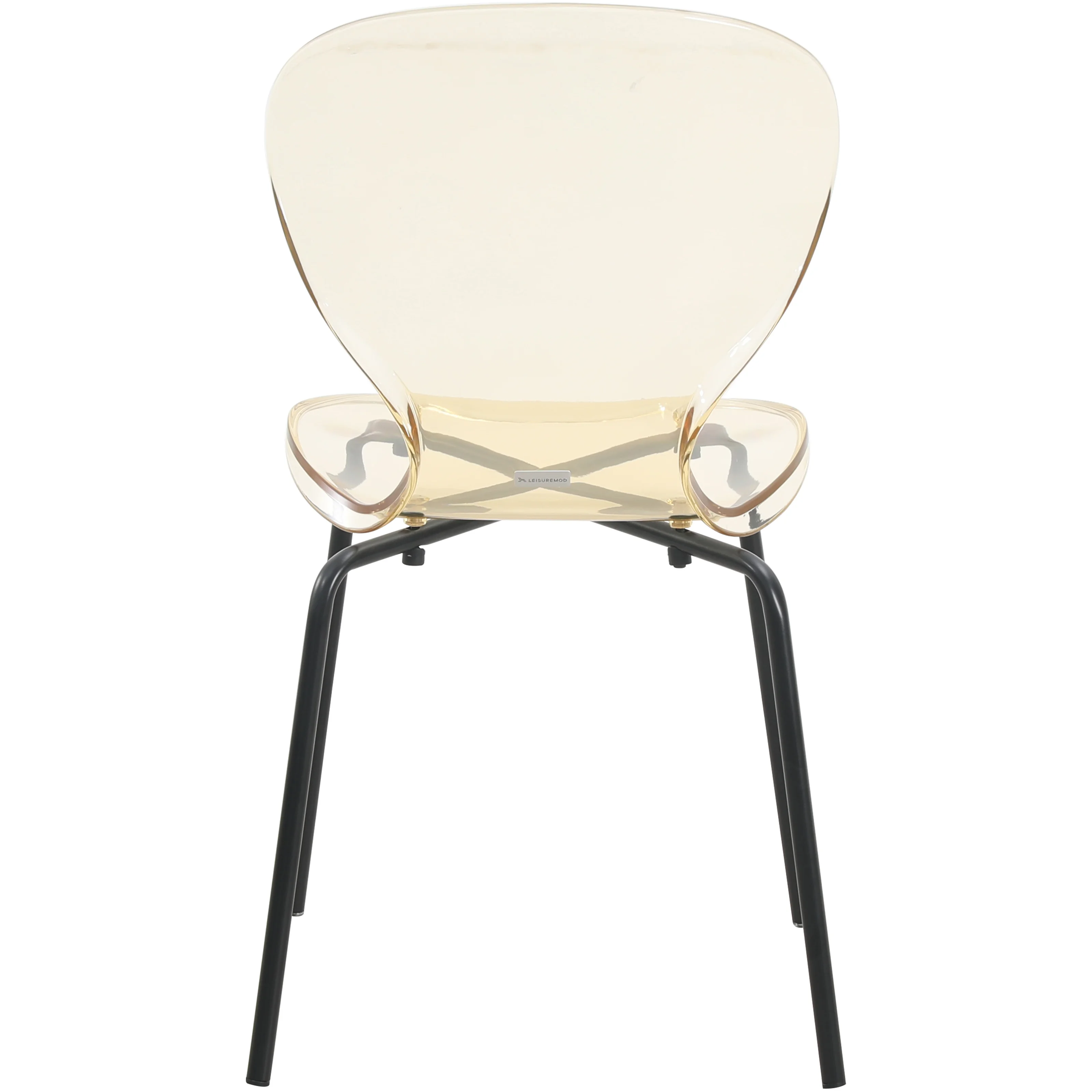 Modern Oyster Transparent Side Chair in Black Base set of 4