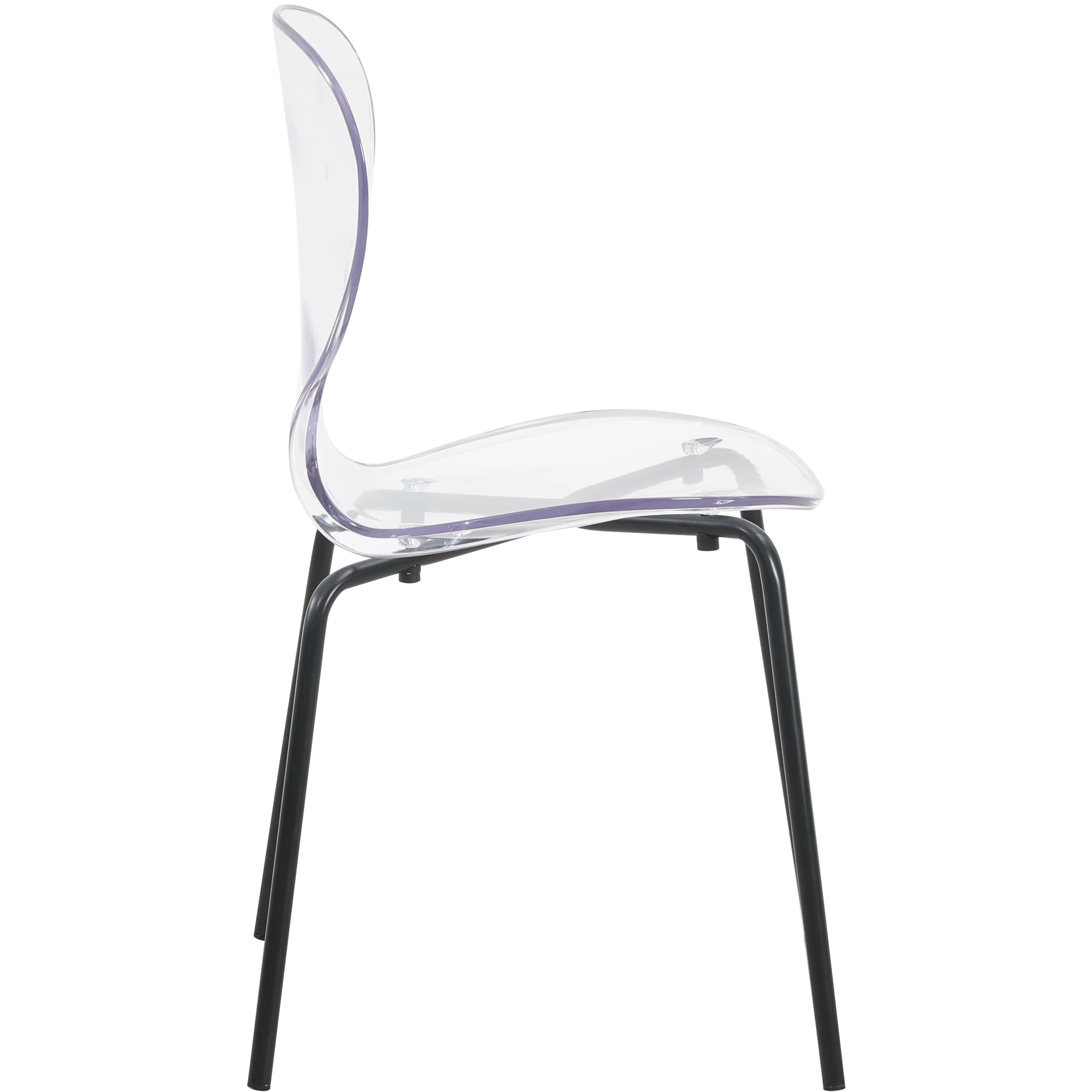Modern Oyster Transparent Side Chair in Black Base