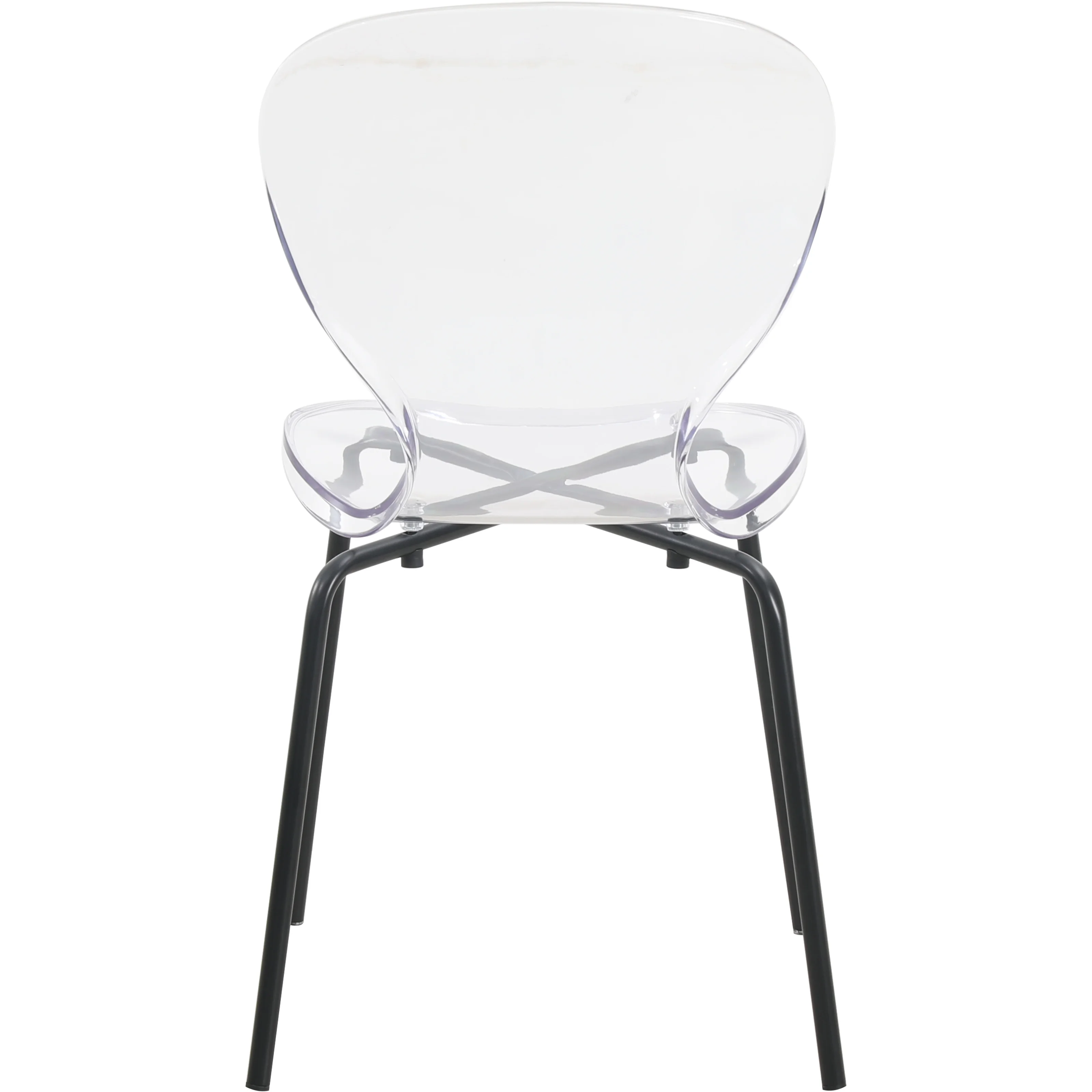 Modern Oyster Transparent Side Chair in Black Base