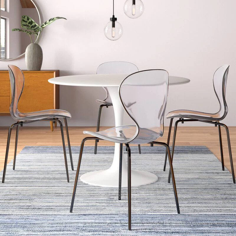 Modern Oyster Transparent Side Chair in Black Base set of 2