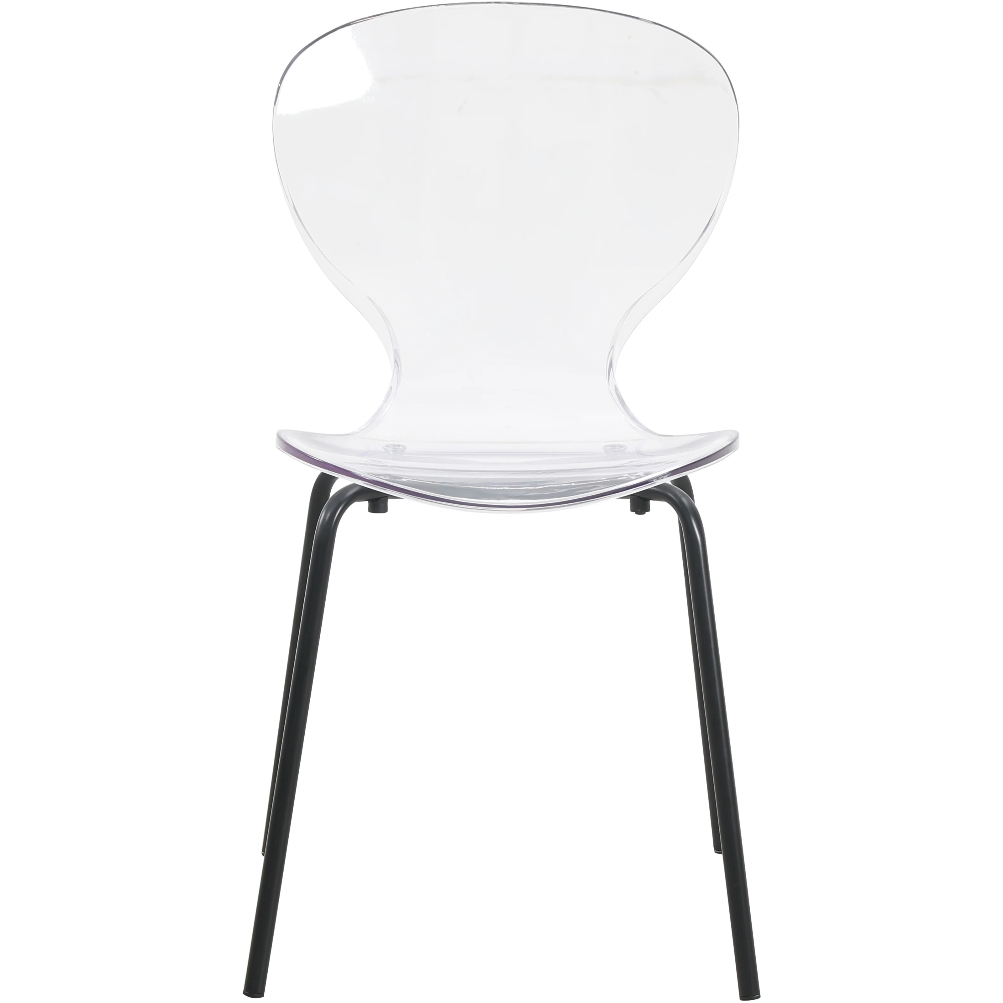 Modern Oyster Transparent Side Chair in Black Base set of 4