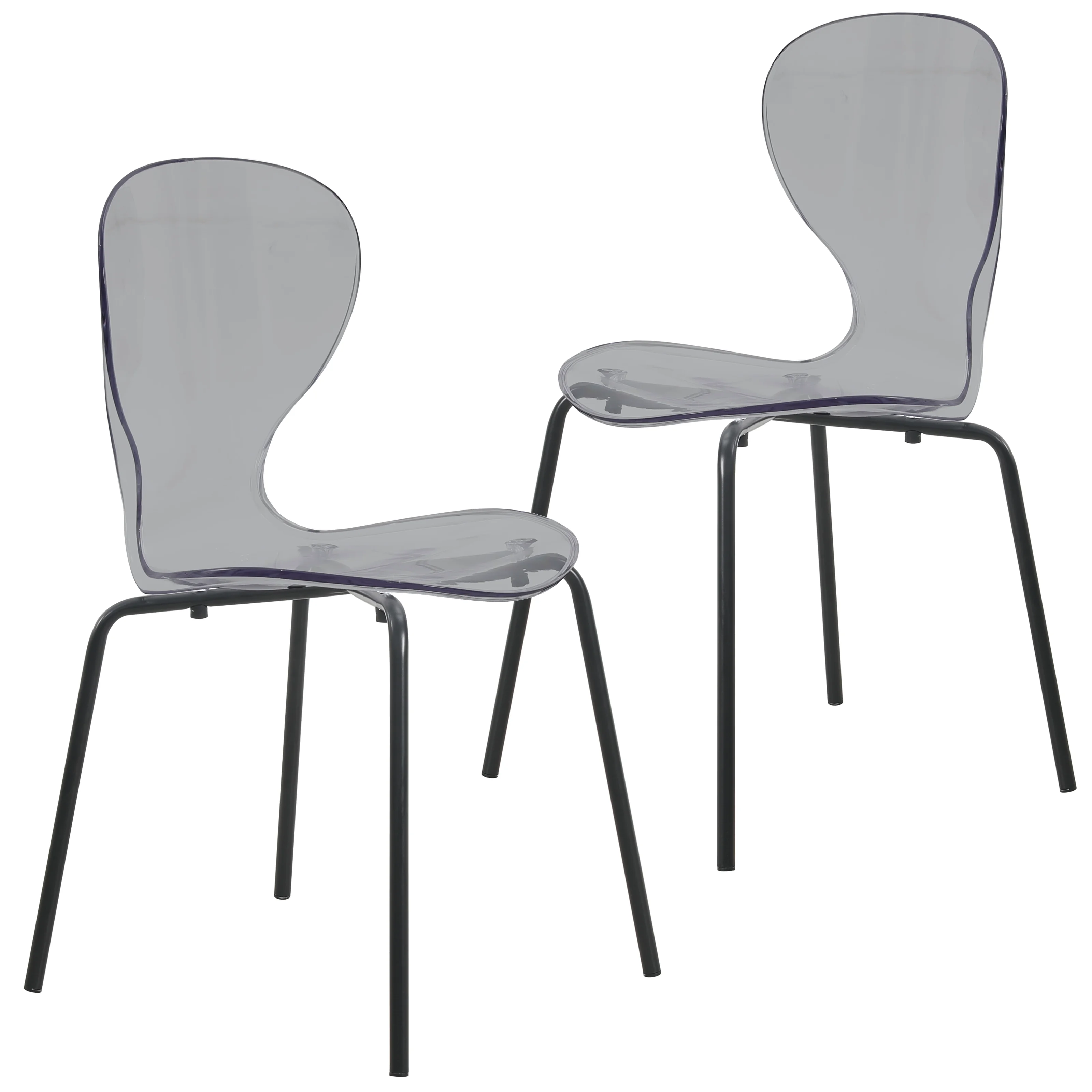 Modern Oyster Transparent Side Chair in Black Base