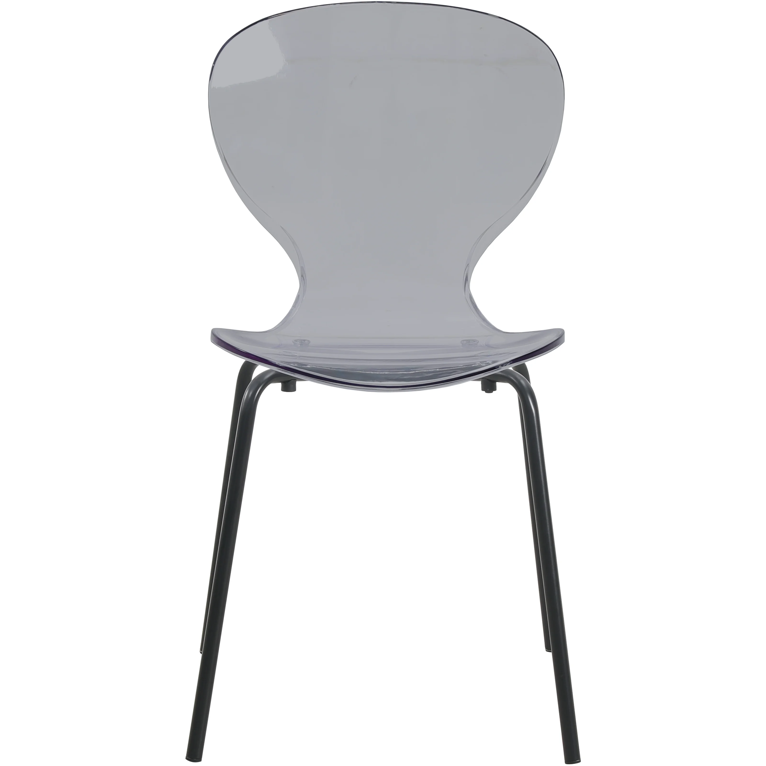 Modern Oyster Transparent Side Chair in Black Base