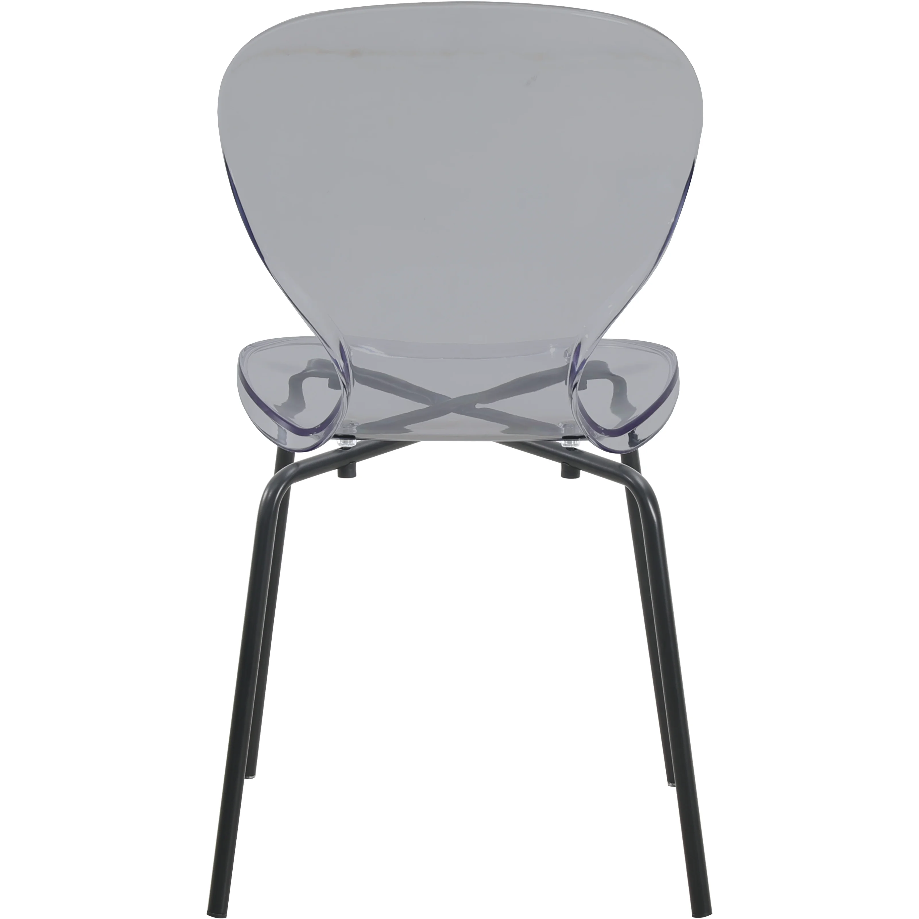 Modern Oyster Transparent Side Chair in Black Base