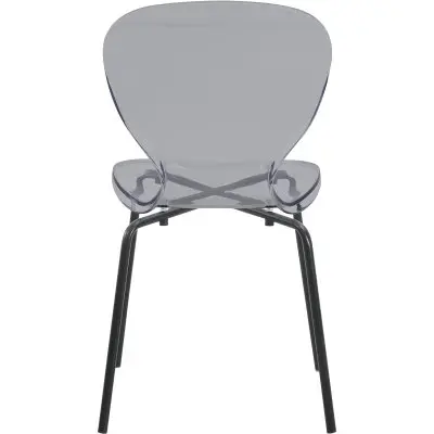 Modern Oyster Transparent Side Chair in Black Base