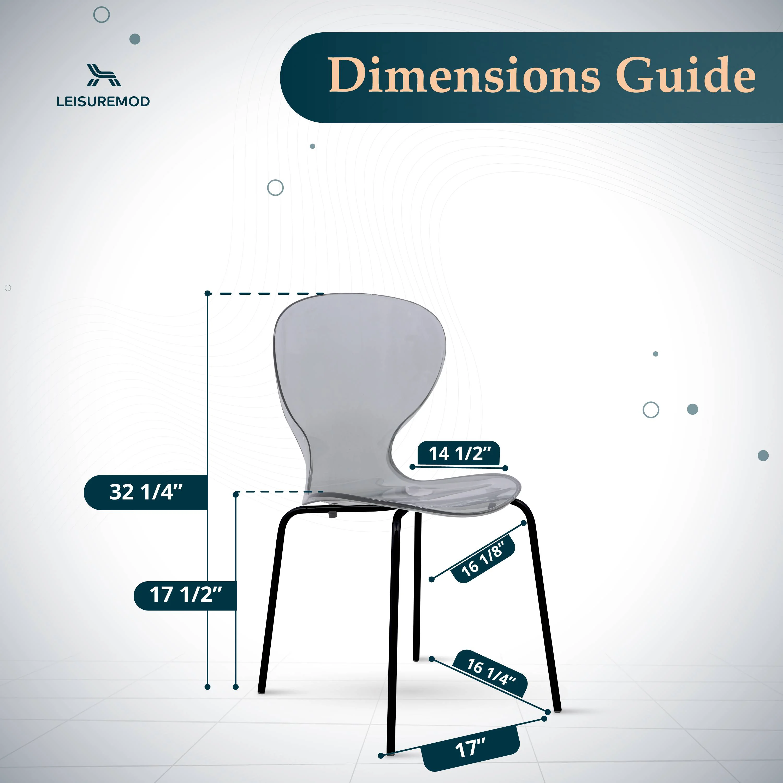 Modern Oyster Transparent Side Chair in Black Base set of 2