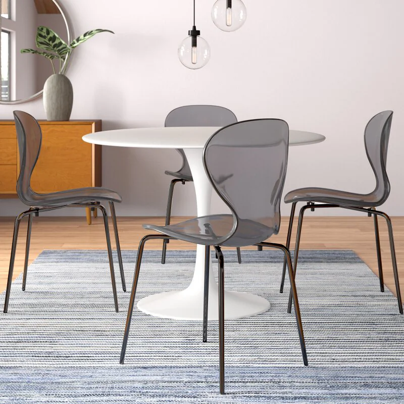 Modern Oyster Transparent Side Chair in Black Base set of 2