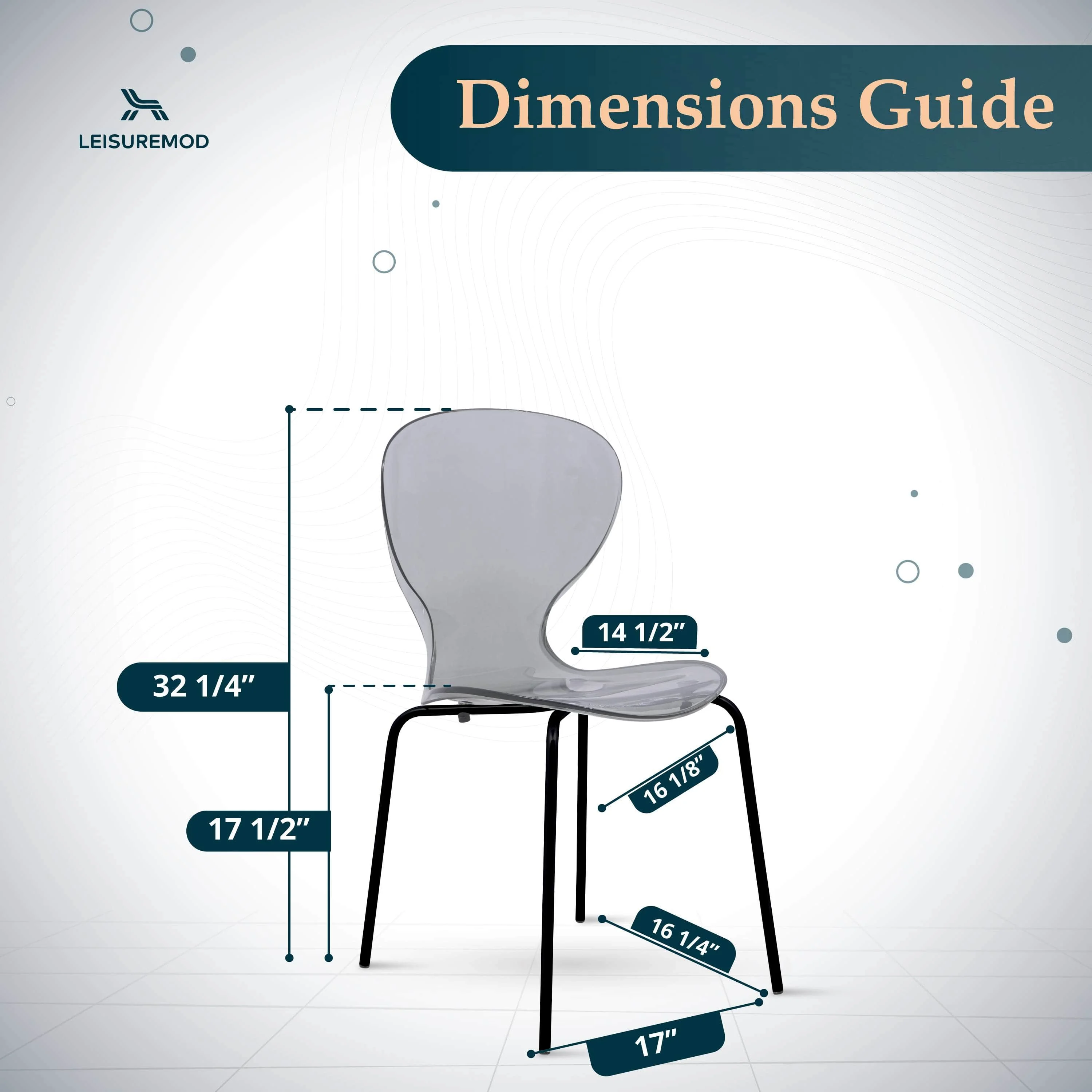 Modern Oyster Transparent Side Chair in Black Base set of 4