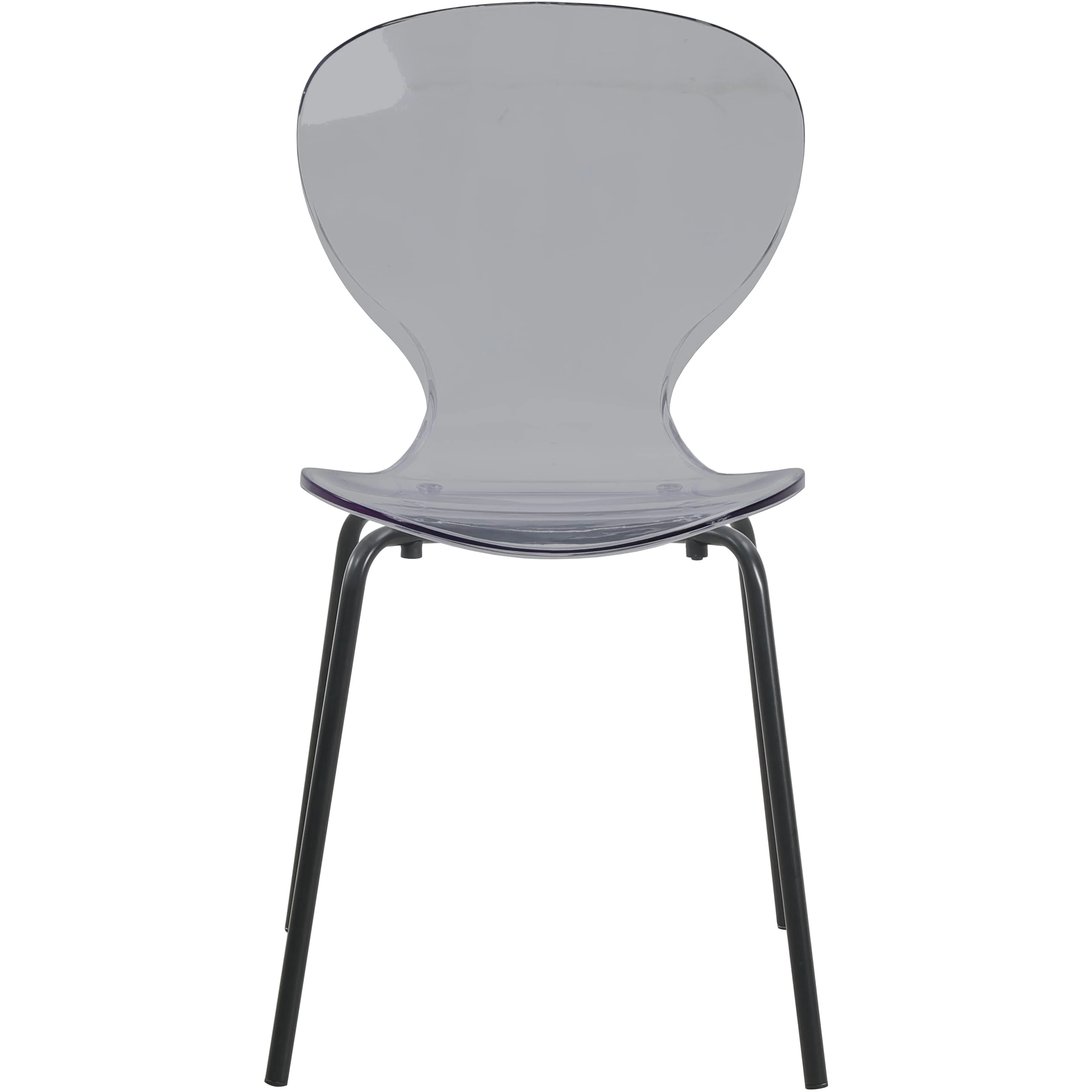 Modern Oyster Transparent Side Chair in Black Base set of 4