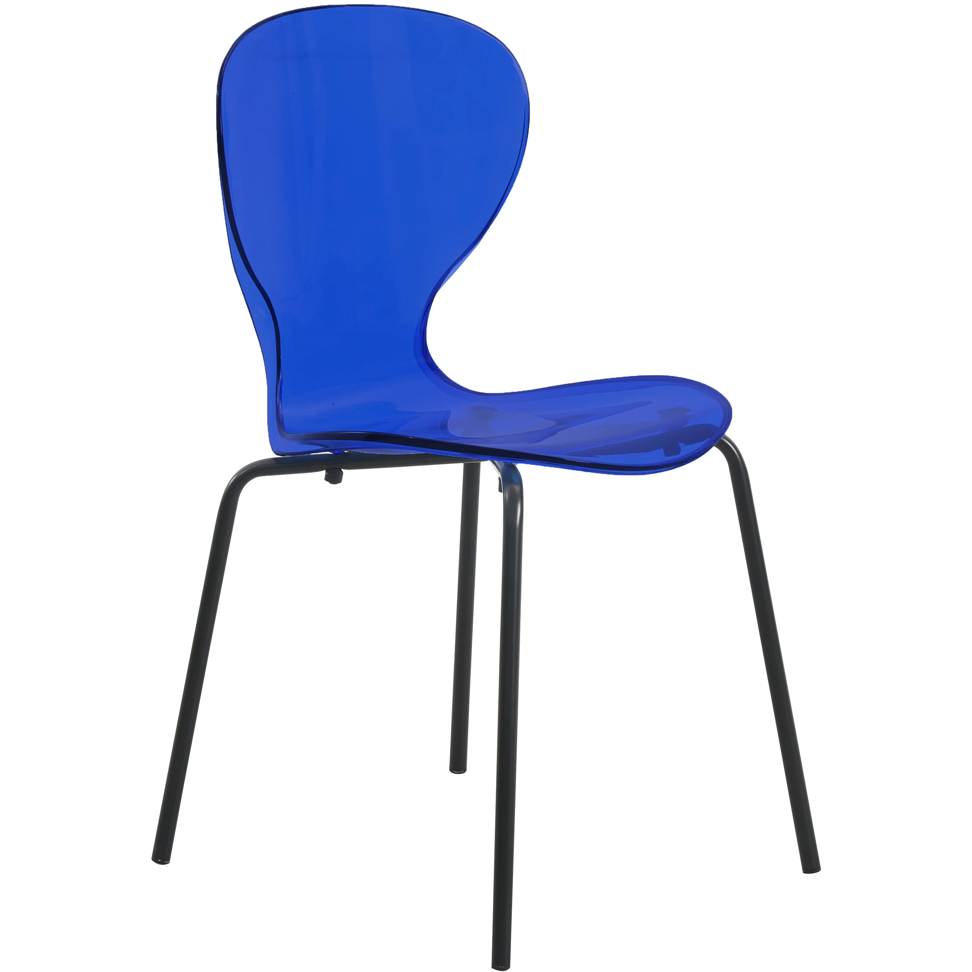 Modern Oyster Transparent Side Chair in Black Base set of 2