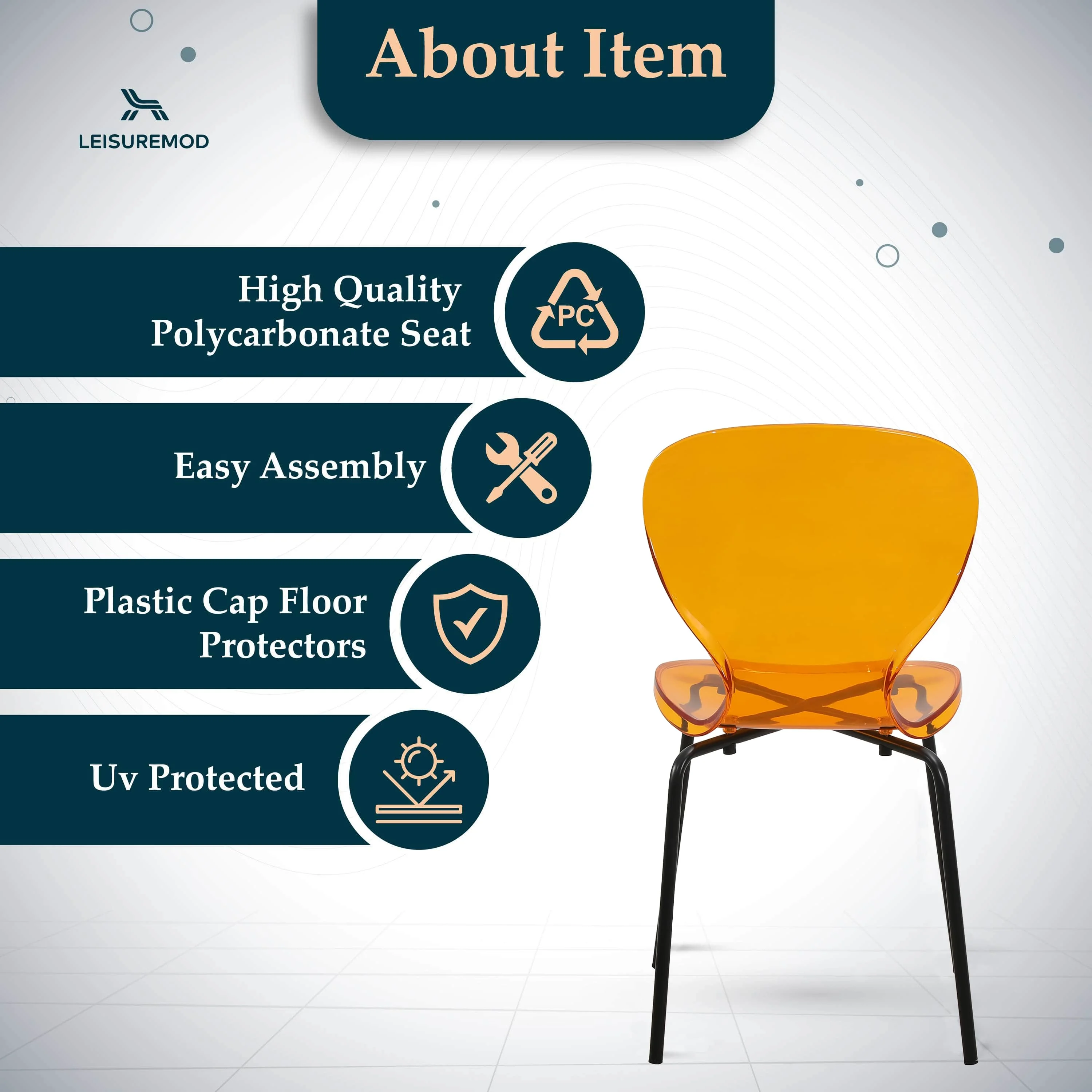 Modern Oyster Transparent Side Chair in Black Base Set of 2