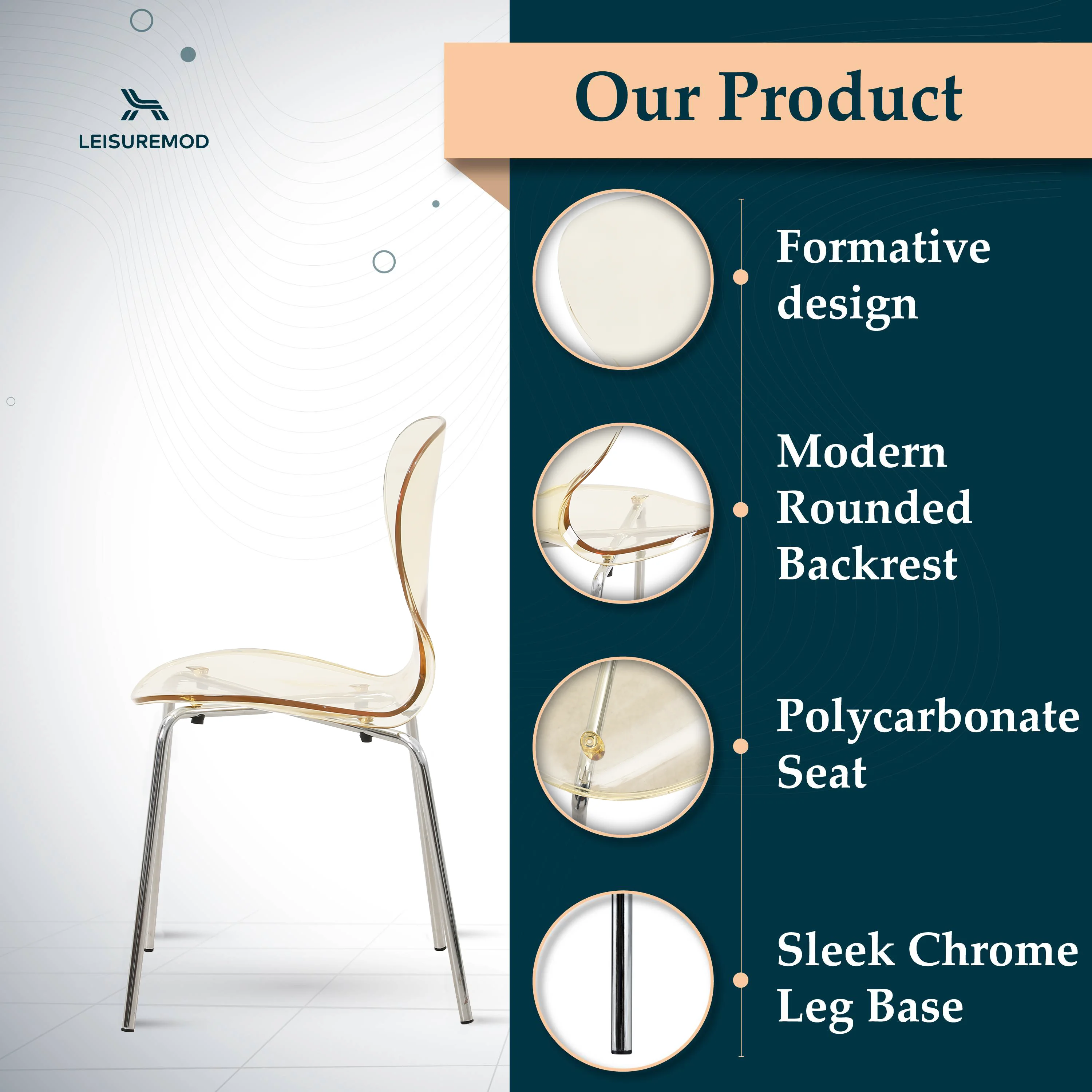 Modern Oyster Transparent Side Chair