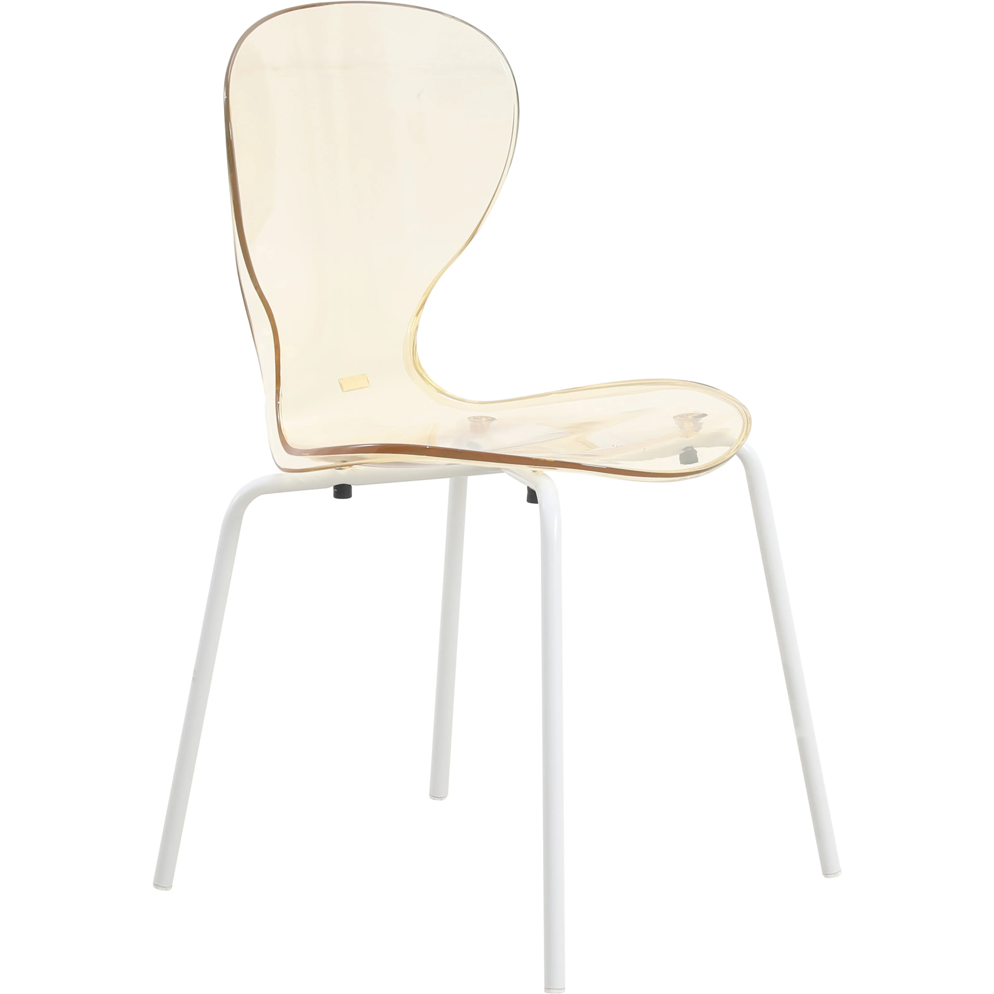 Modern Oyster Transparent Side Chair in White Base