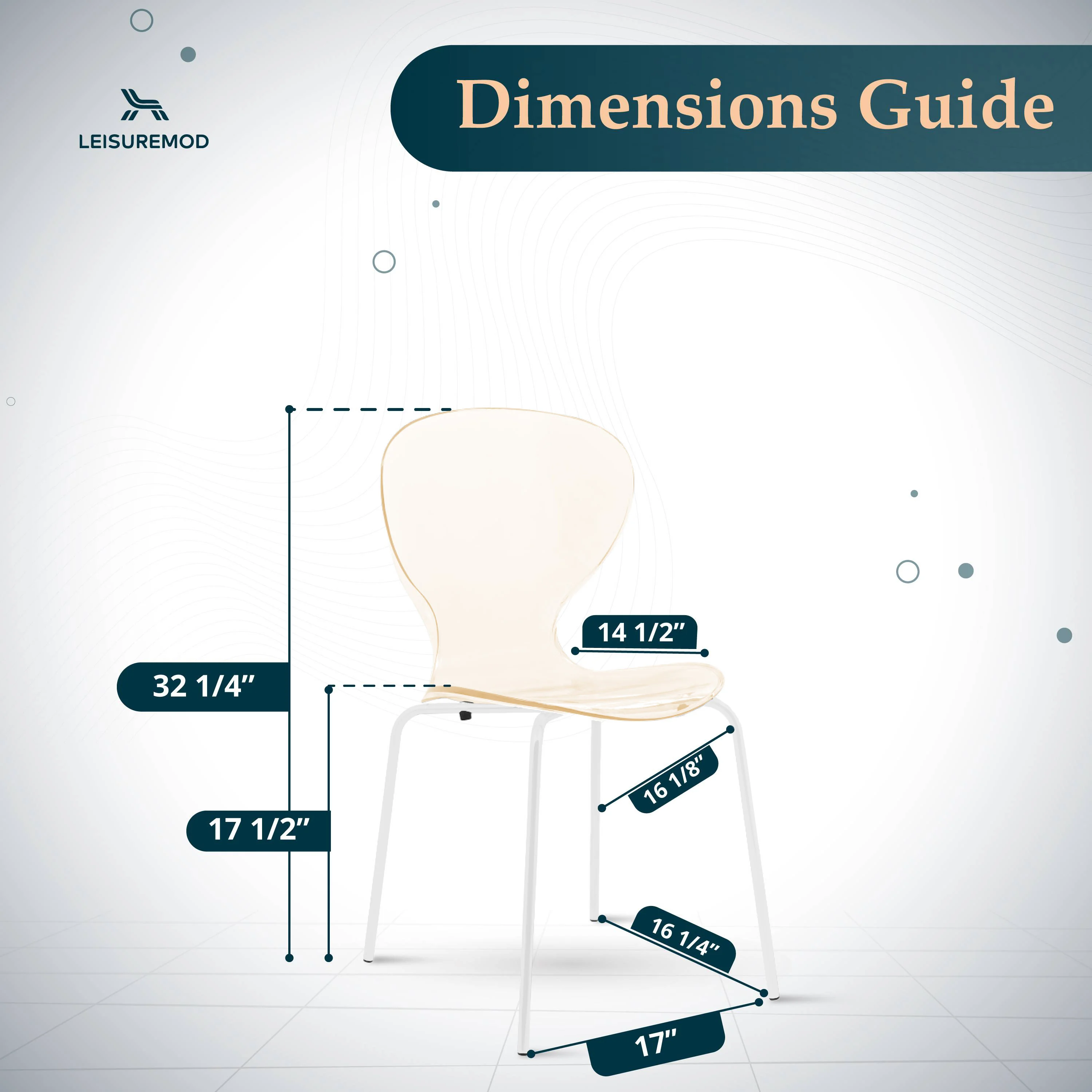 Modern Oyster Transparent Side Chair in White Base Set of 2