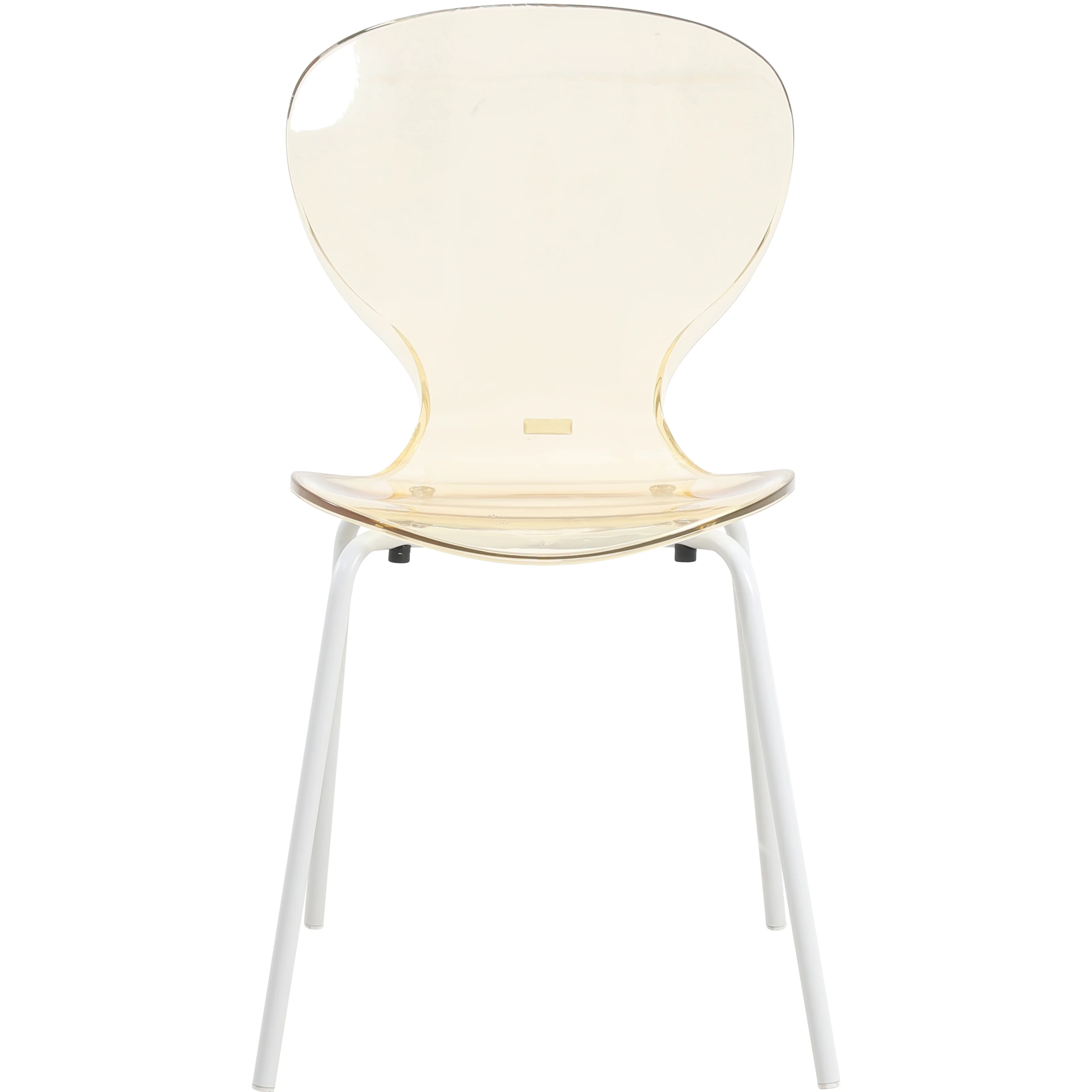Modern Oyster Transparent Side Chair in White Base Set of 4