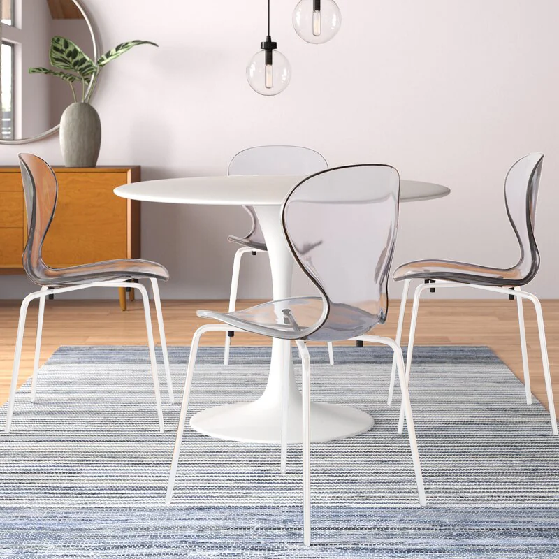 Modern Oyster Transparent Side Chair in White Base