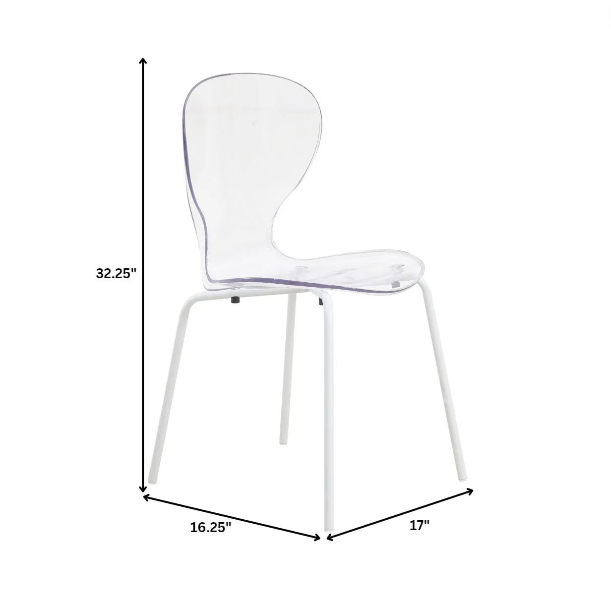 Modern Oyster Transparent Side Chair in White Base Set of 2