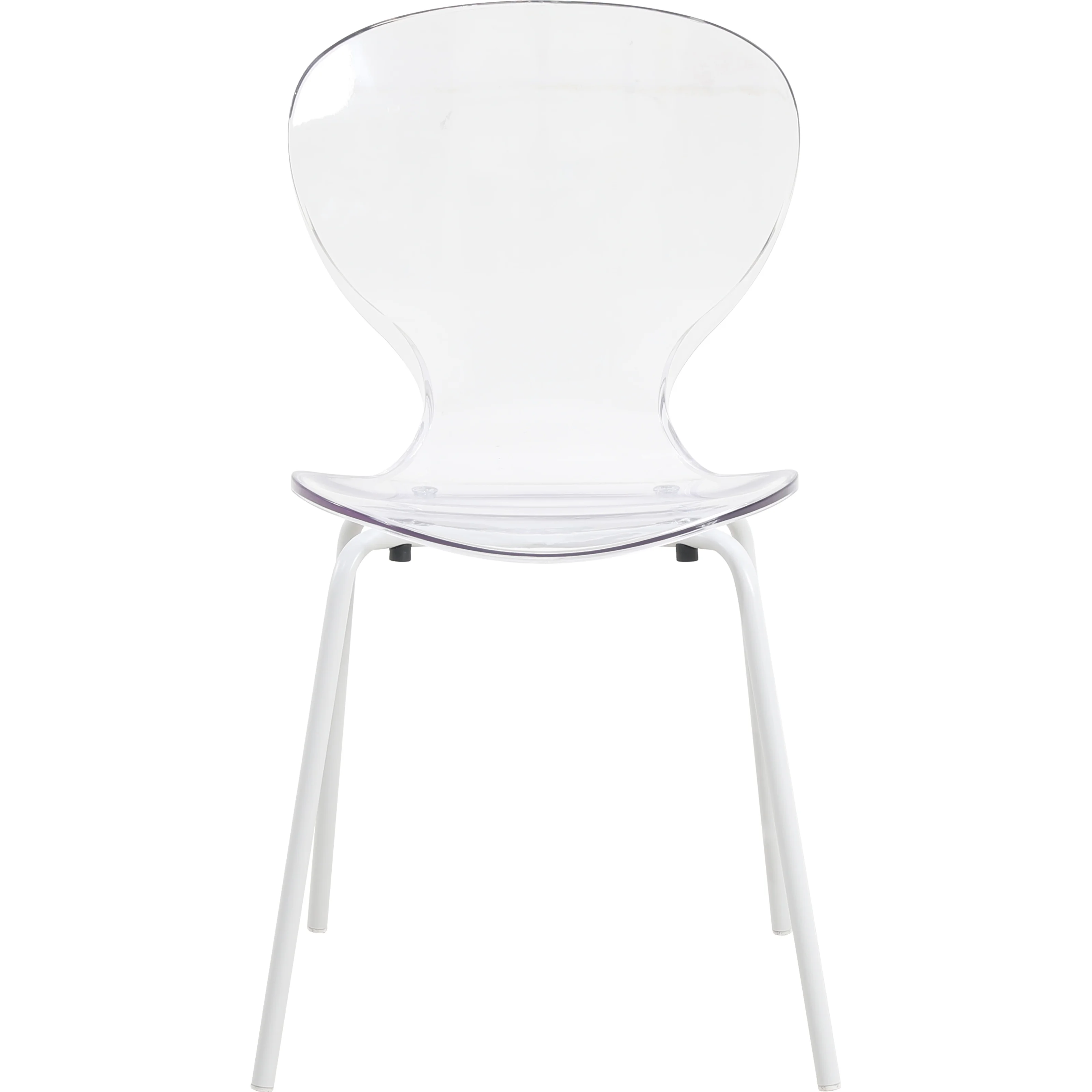 Modern Oyster Transparent Side Chair in White Base Set of 4