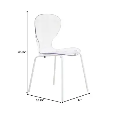 Modern Oyster Transparent Side Chair in White Base Set of 4