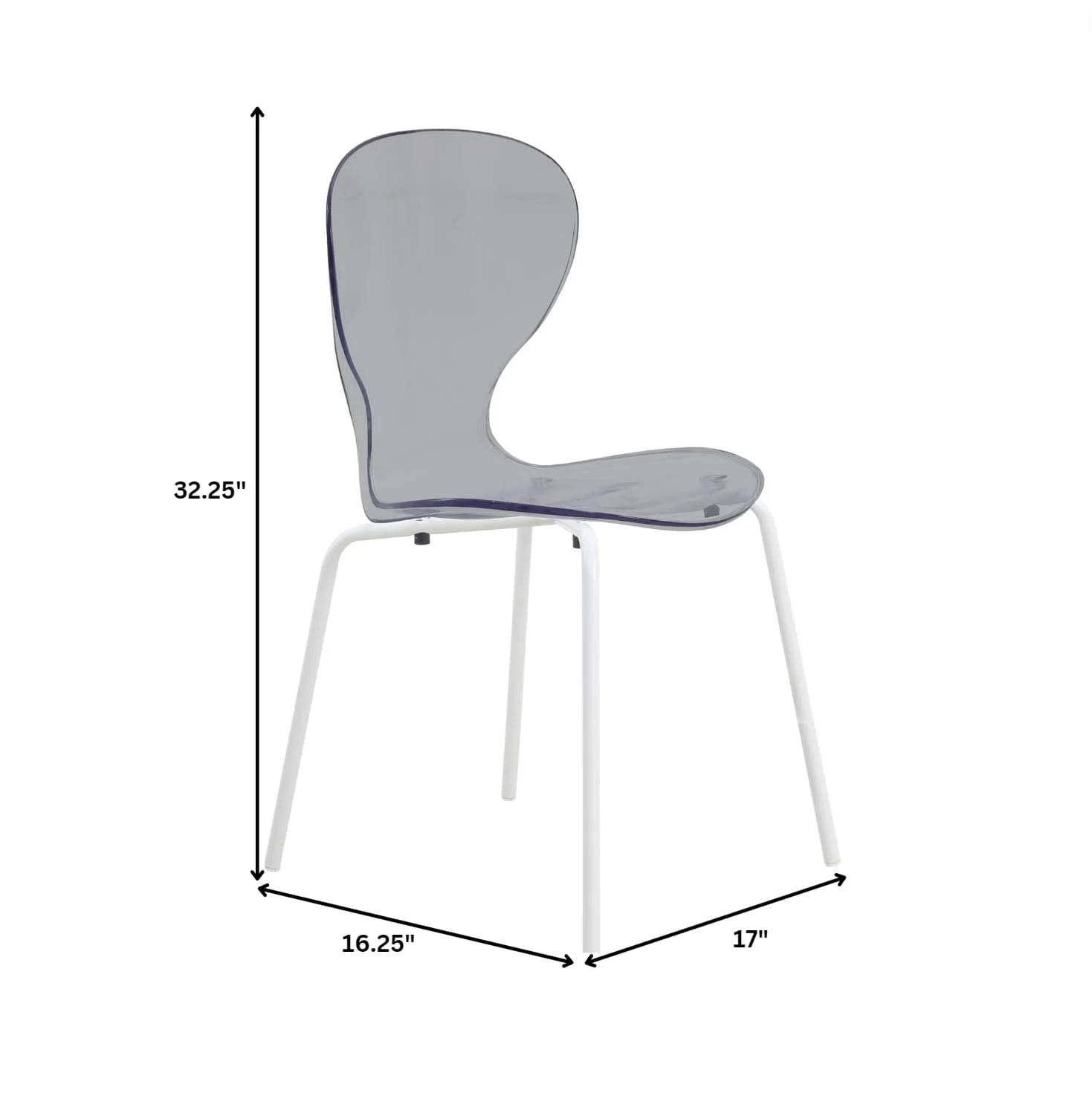 Modern Oyster Transparent Side Chair in White Base Set of 2