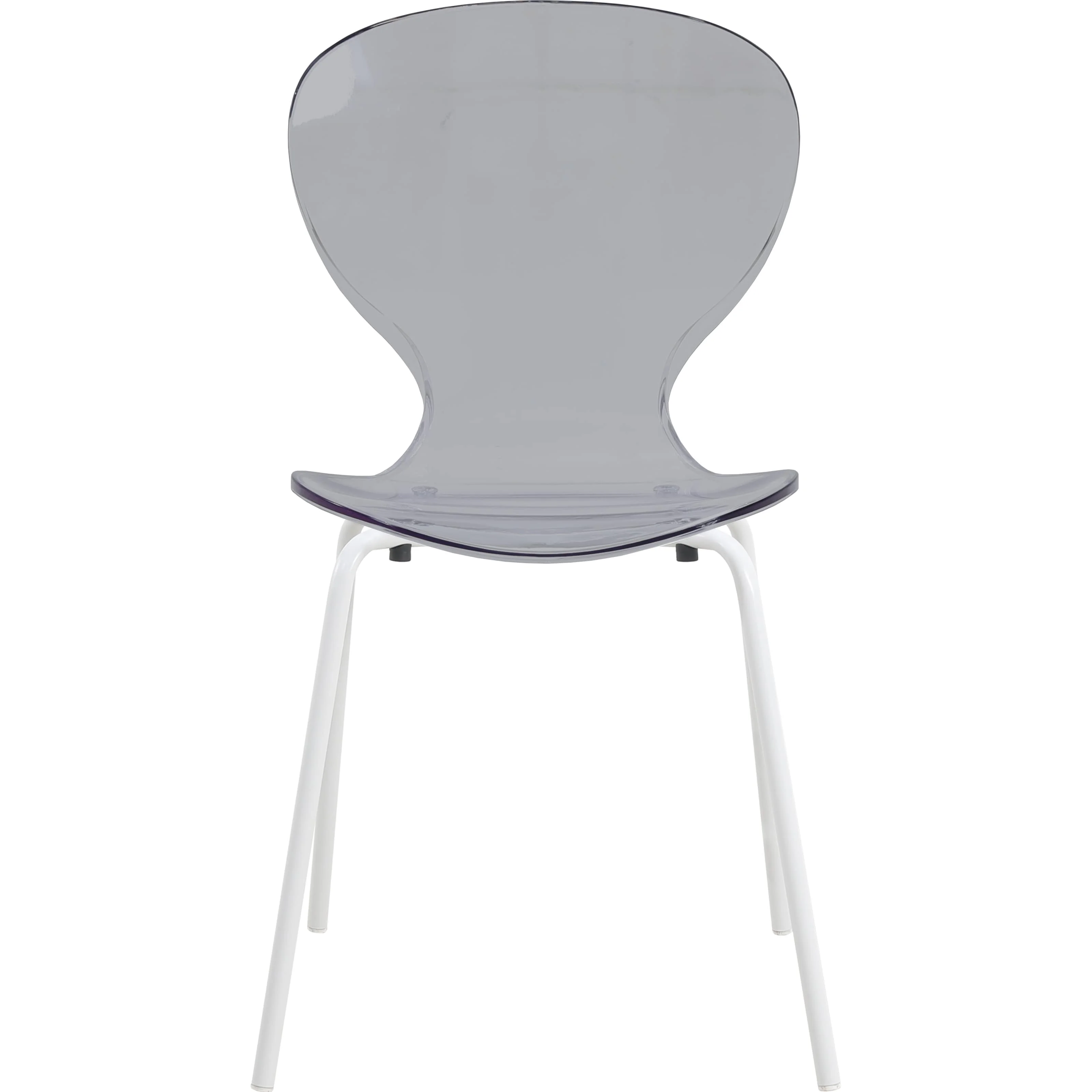 Modern Oyster Transparent Side Chair in White Base Set of 2