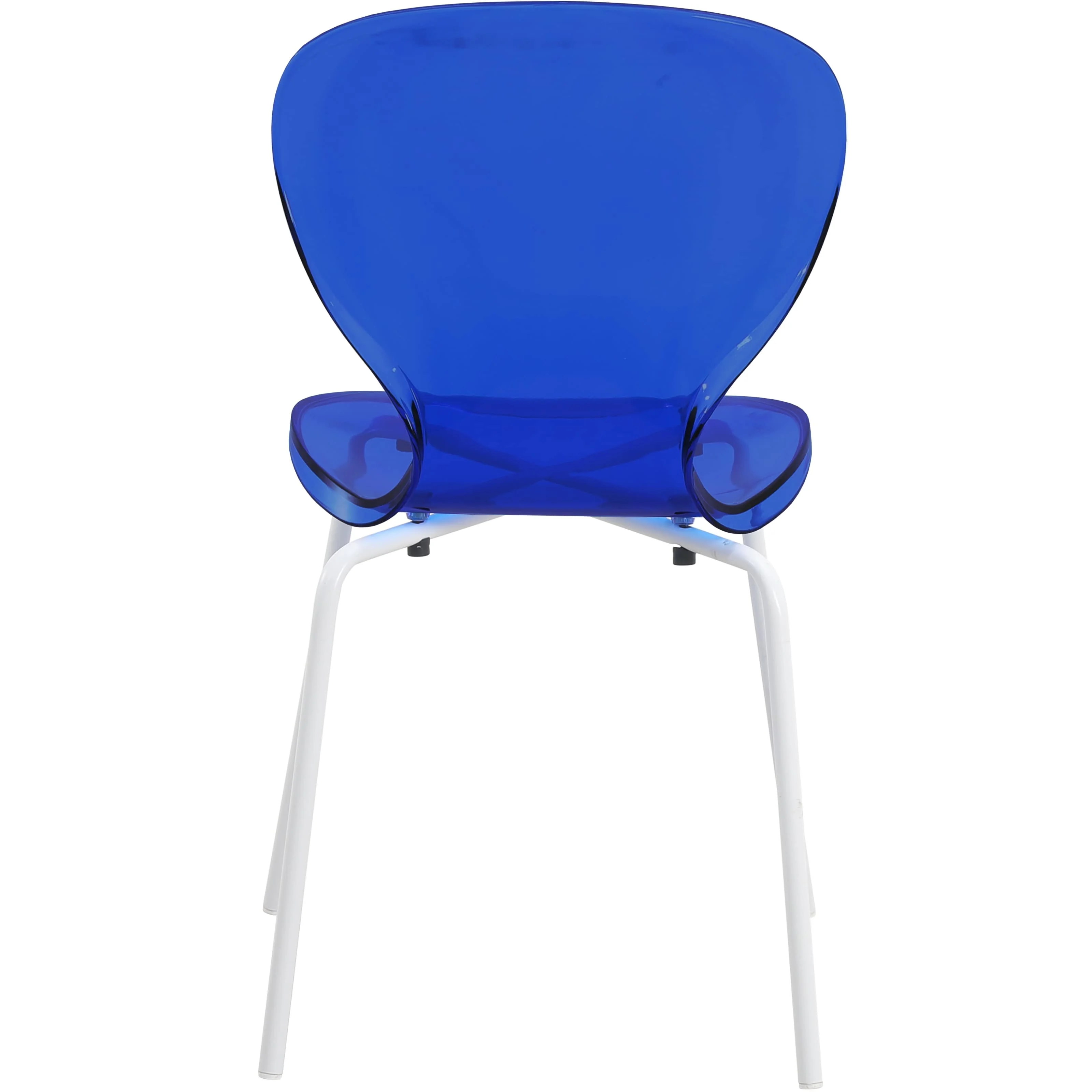 Modern Oyster Transparent Side Chair in White Base Set of 2