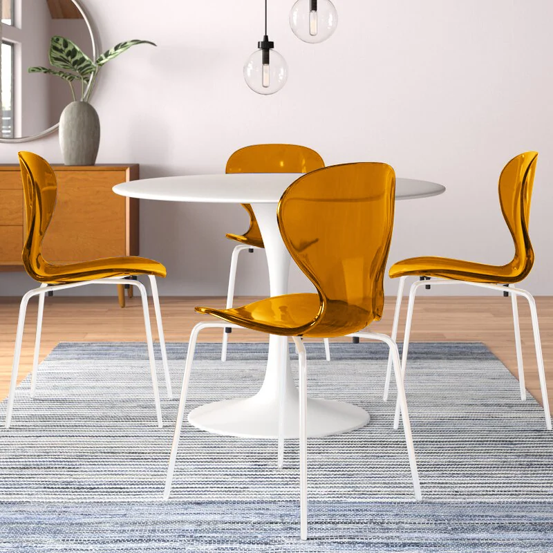 Modern Oyster Transparent Side Chair in White Base