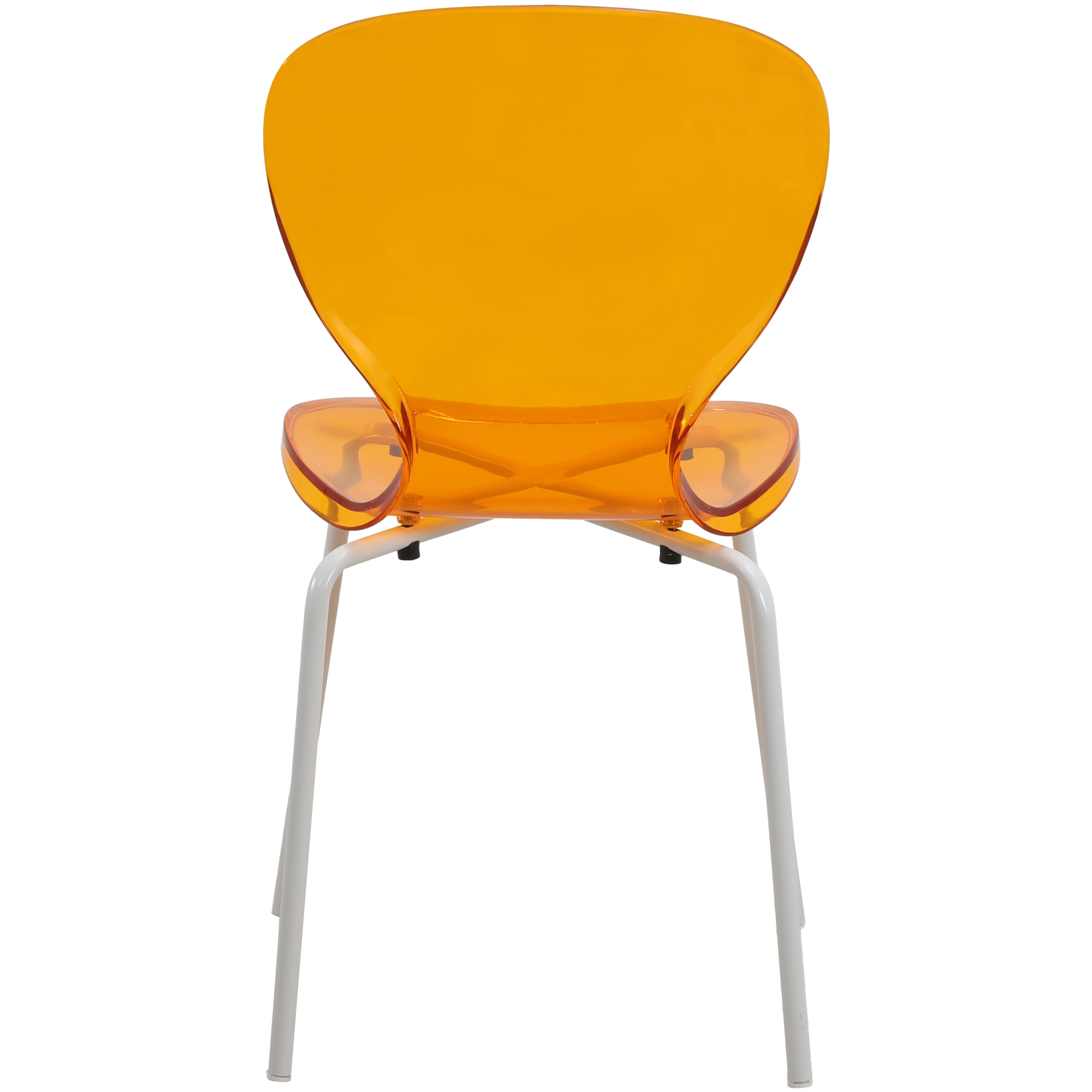 Modern Oyster Transparent Side Chair in White Base Set of 2