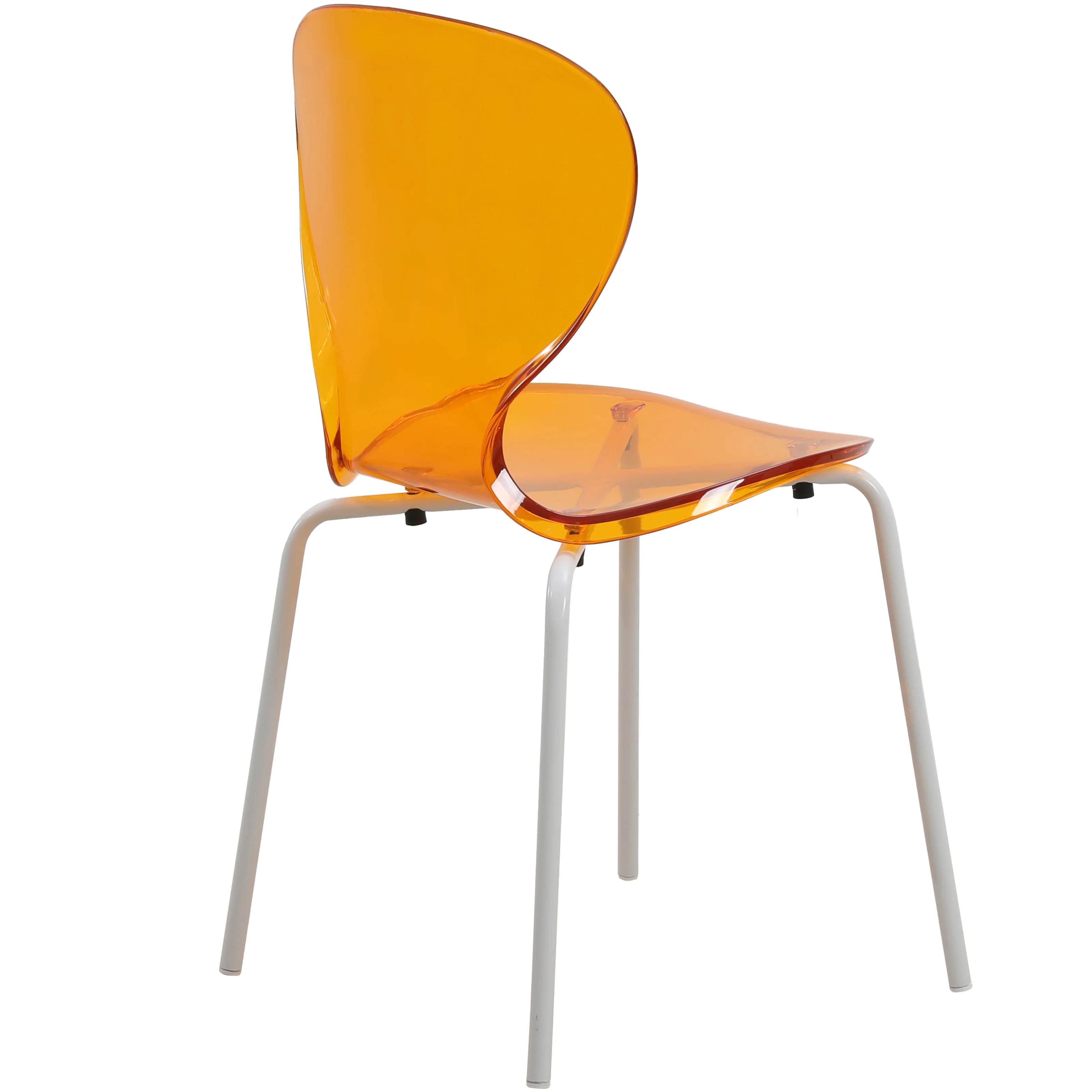 Modern Oyster Transparent Side Chair in White Base Set of 2