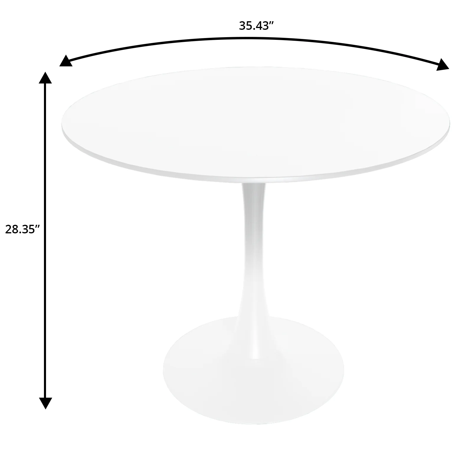 5-Piece Dining Set Round White MDF Dining Table and 4 Plastic Dining Chairs with White Base