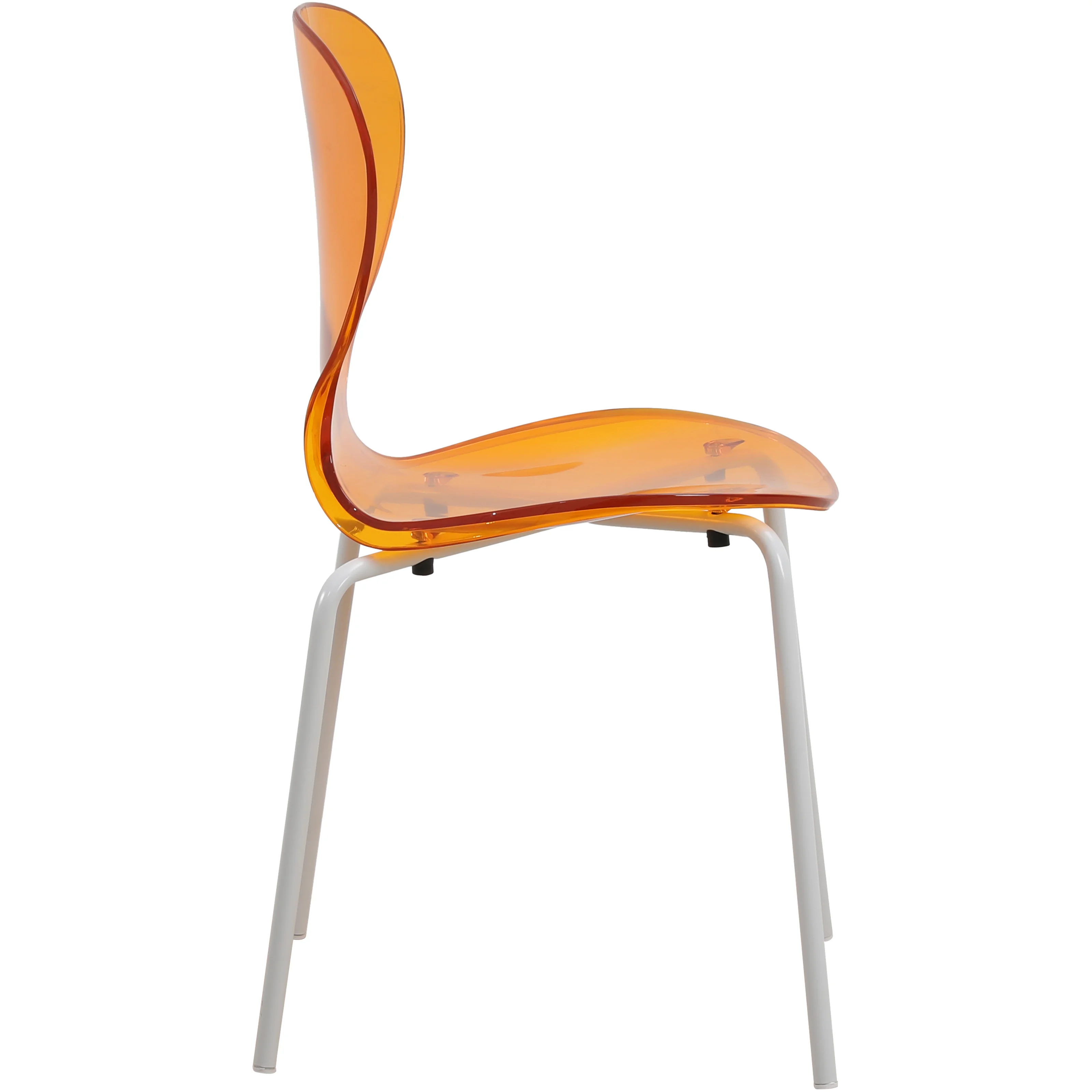 Modern Oyster Transparent Side Chair in White Base Set of 4