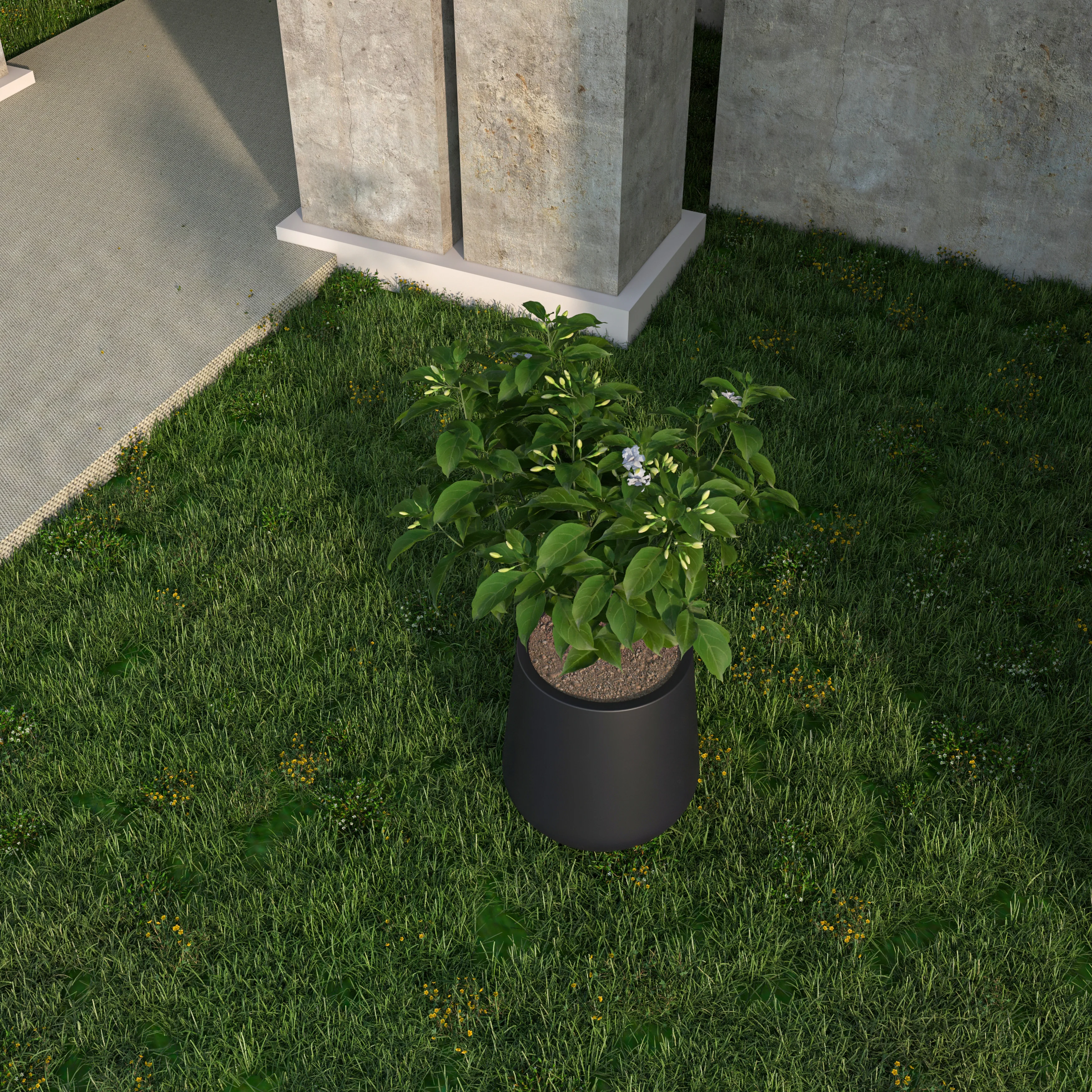 Orchid Seires Poly Stone Planter in Black 11.8 Dia 12 High