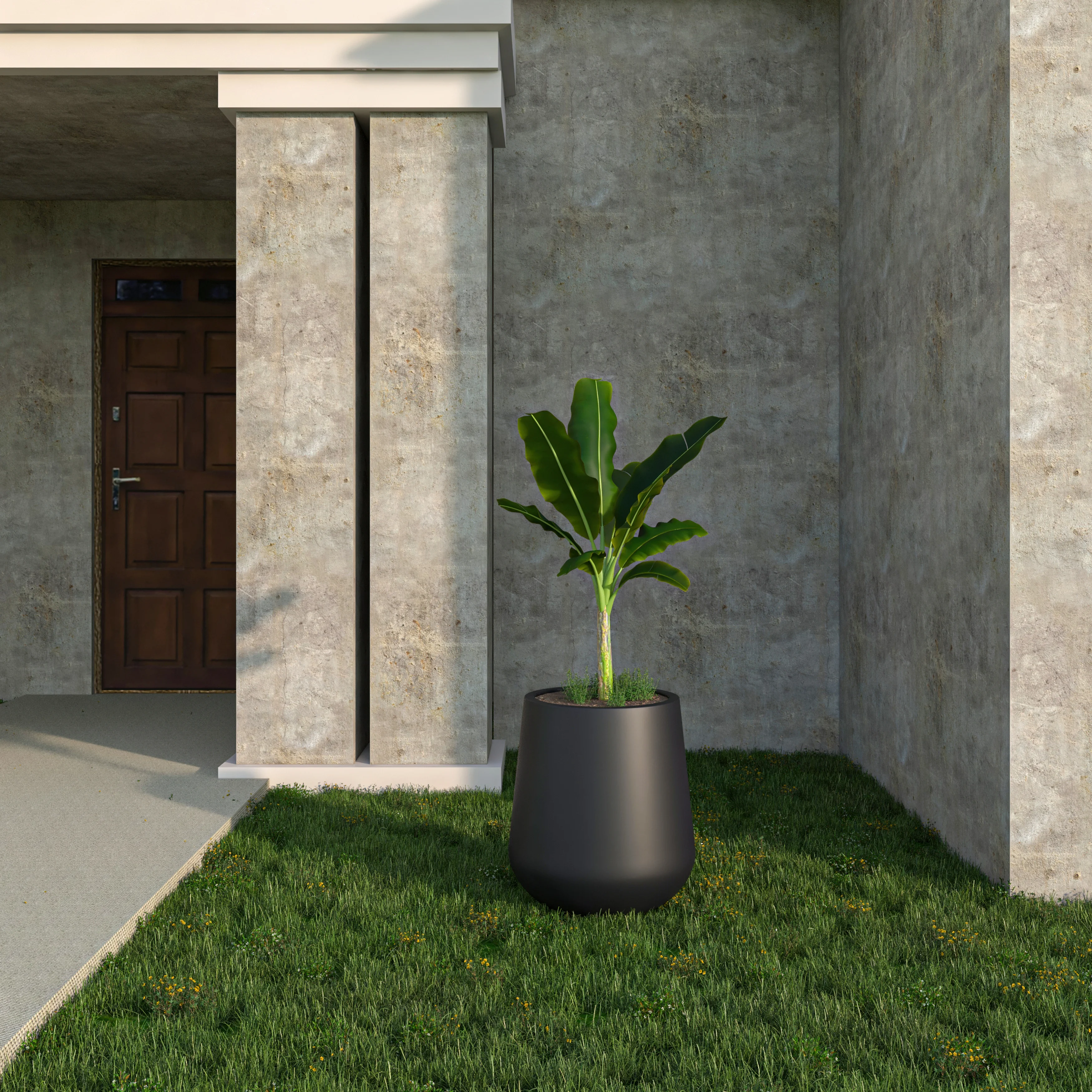 Orchid Seires Poly Stone Planter in Black 17.7 Dia 17.7 High