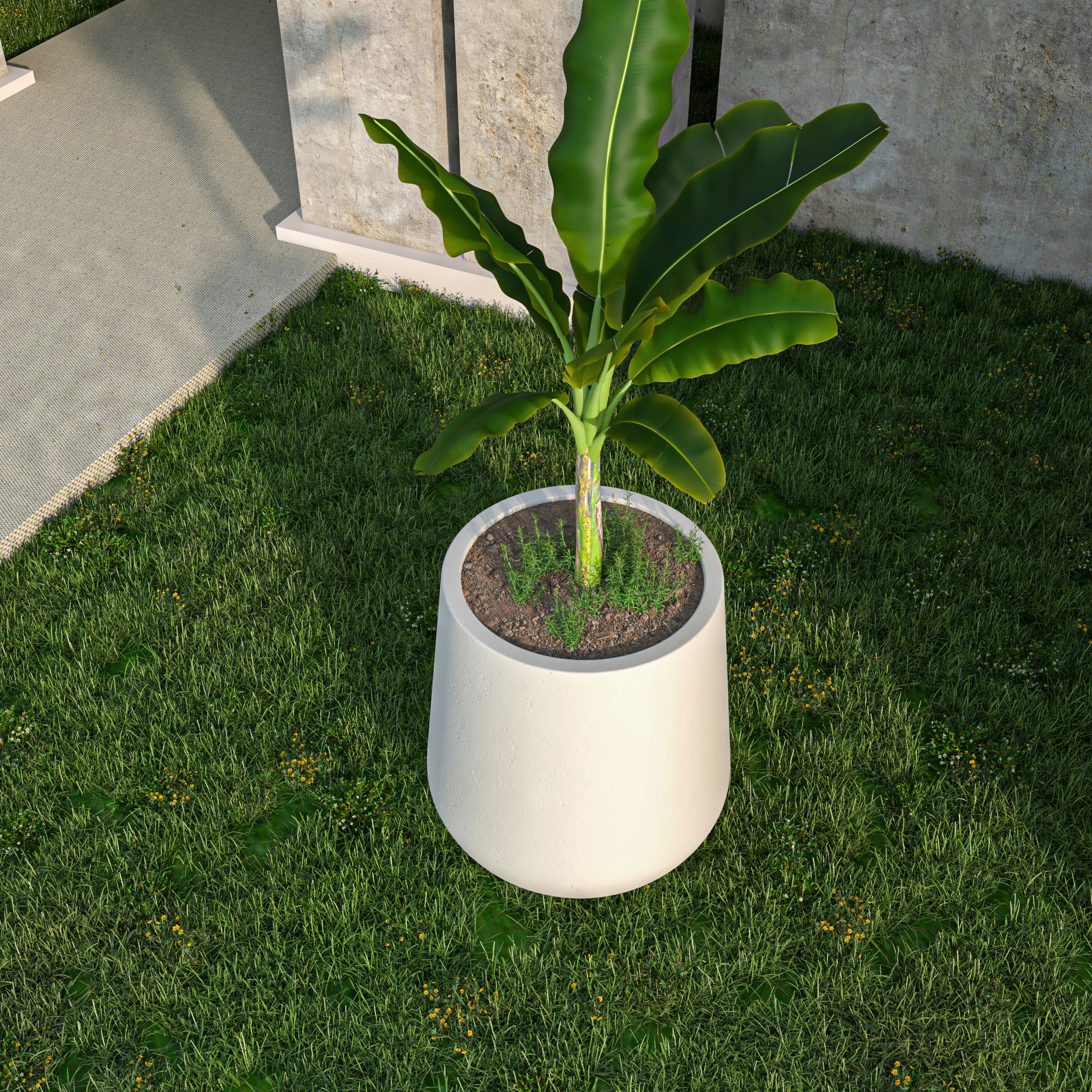 Orchid Seires Poly Stone Planter in White 17.7 Dia 17.7 High