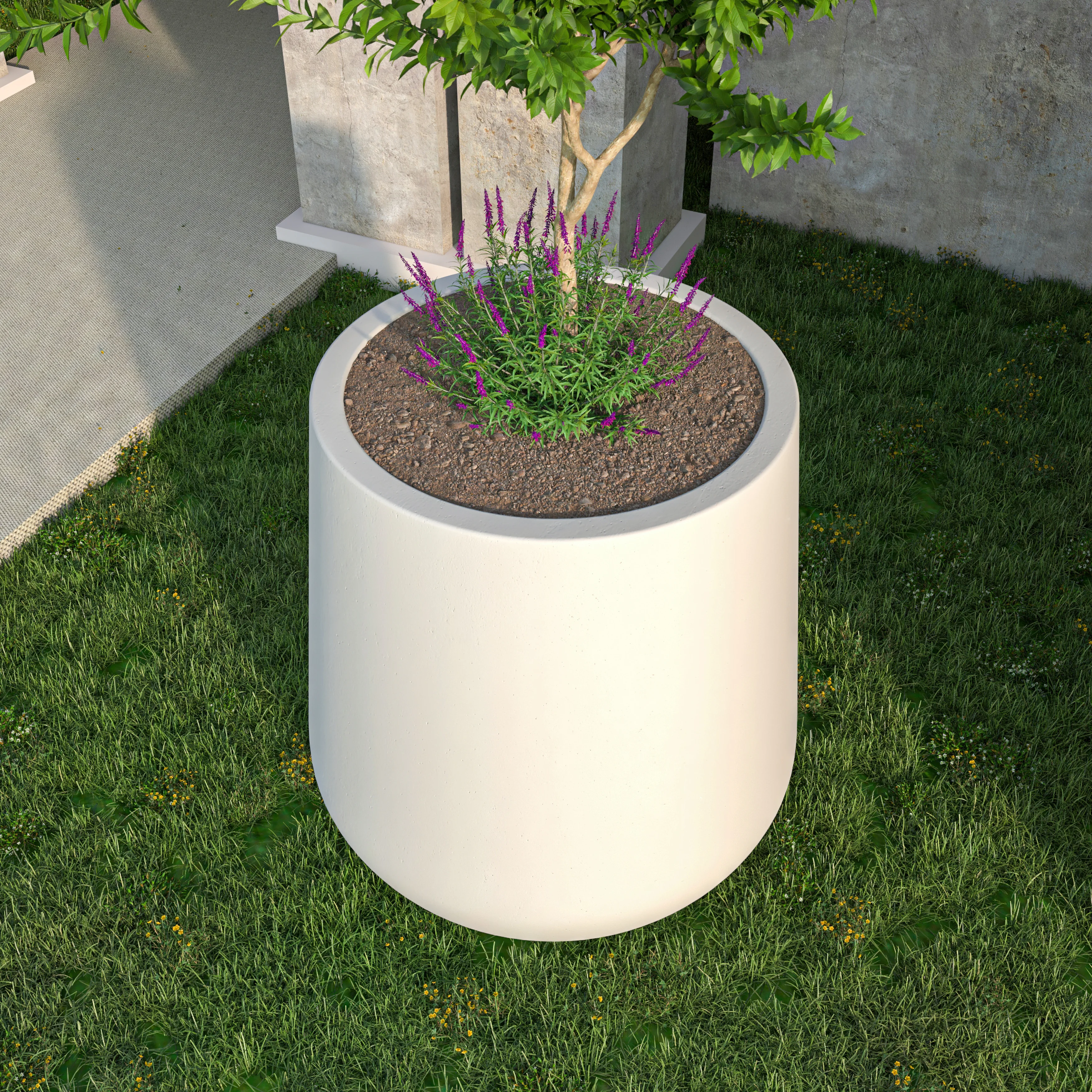 Orchid Seires Poly Stone Planter in White 27.6 Dia 27.6 High