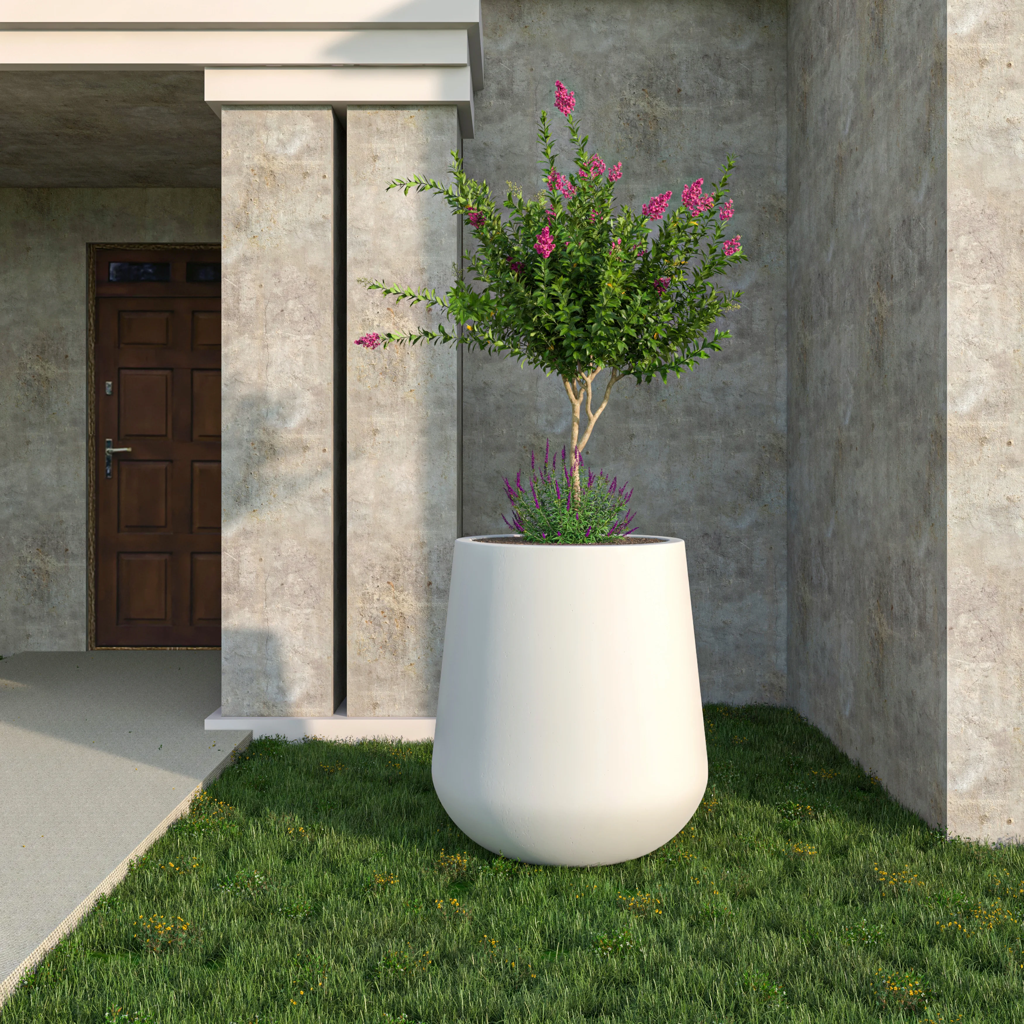 Orchid Seires Poly Stone Planter in White 27.6 Dia 27.6 High