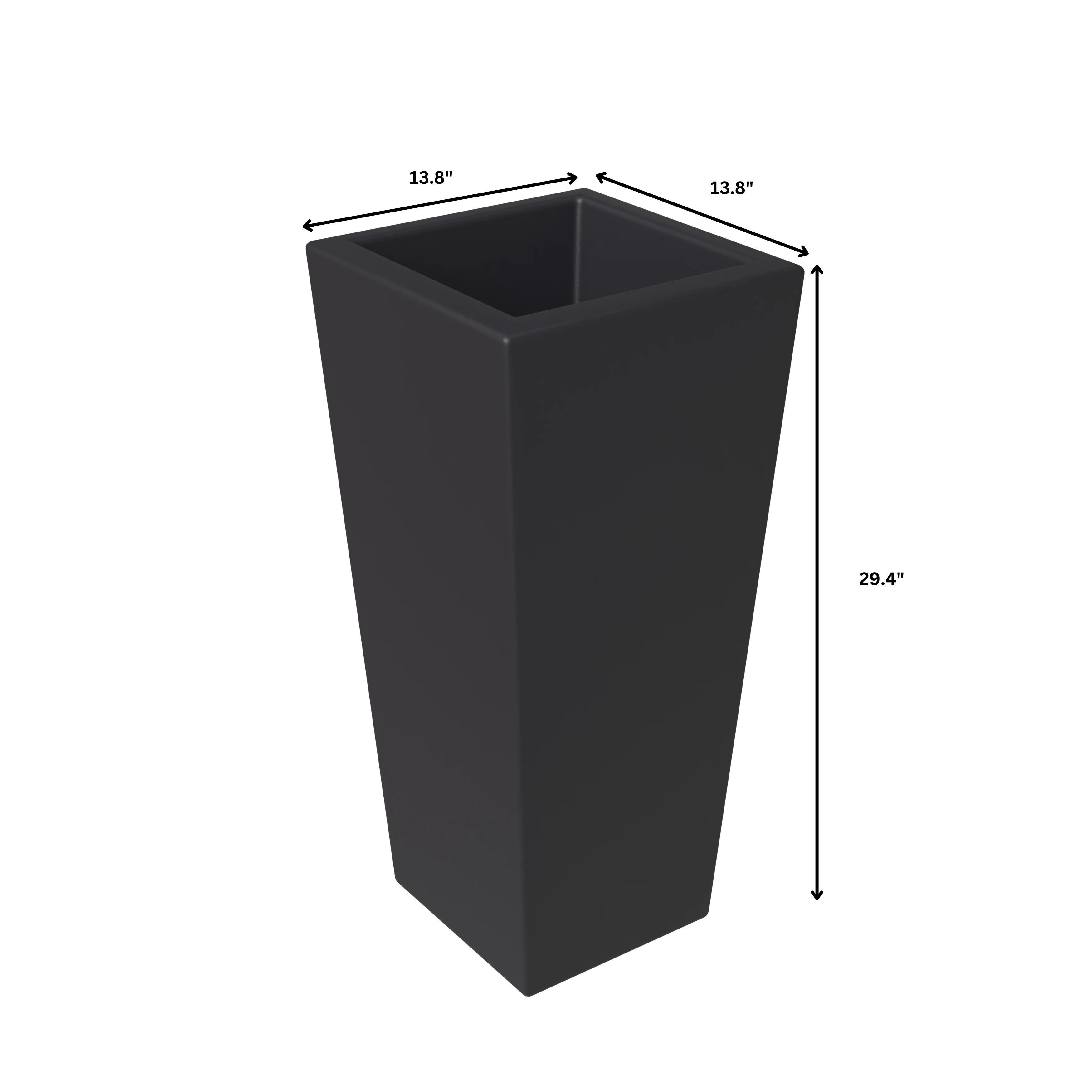 Orna Series Poly Stone Planter 13.8 Dia 29.4 High in Black