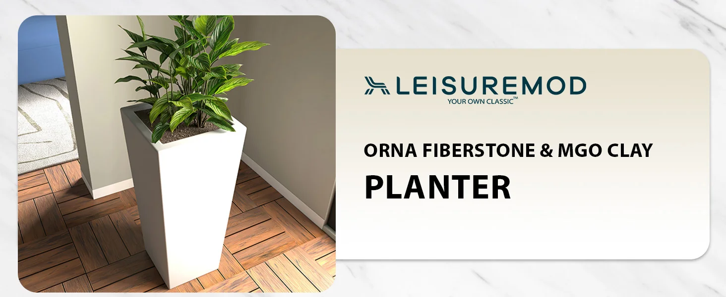 Orna Series Poly Stone Planter 13.8 Dia 29.4 High in White