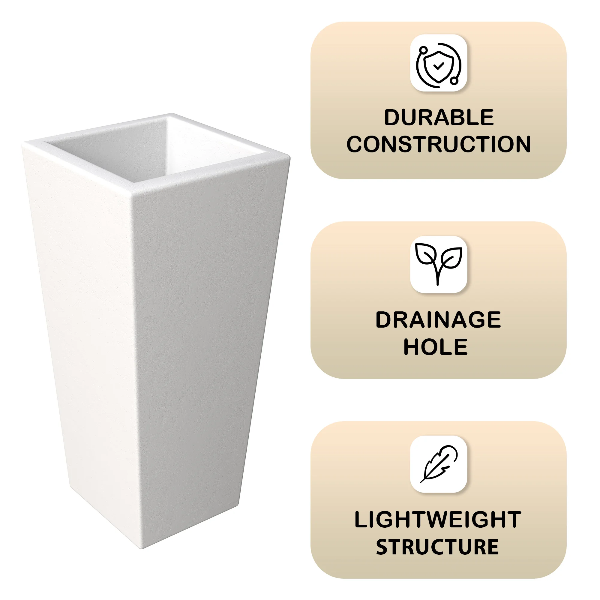 Orna Series Poly Stone Planter 13.8 Dia 29.4 High in White