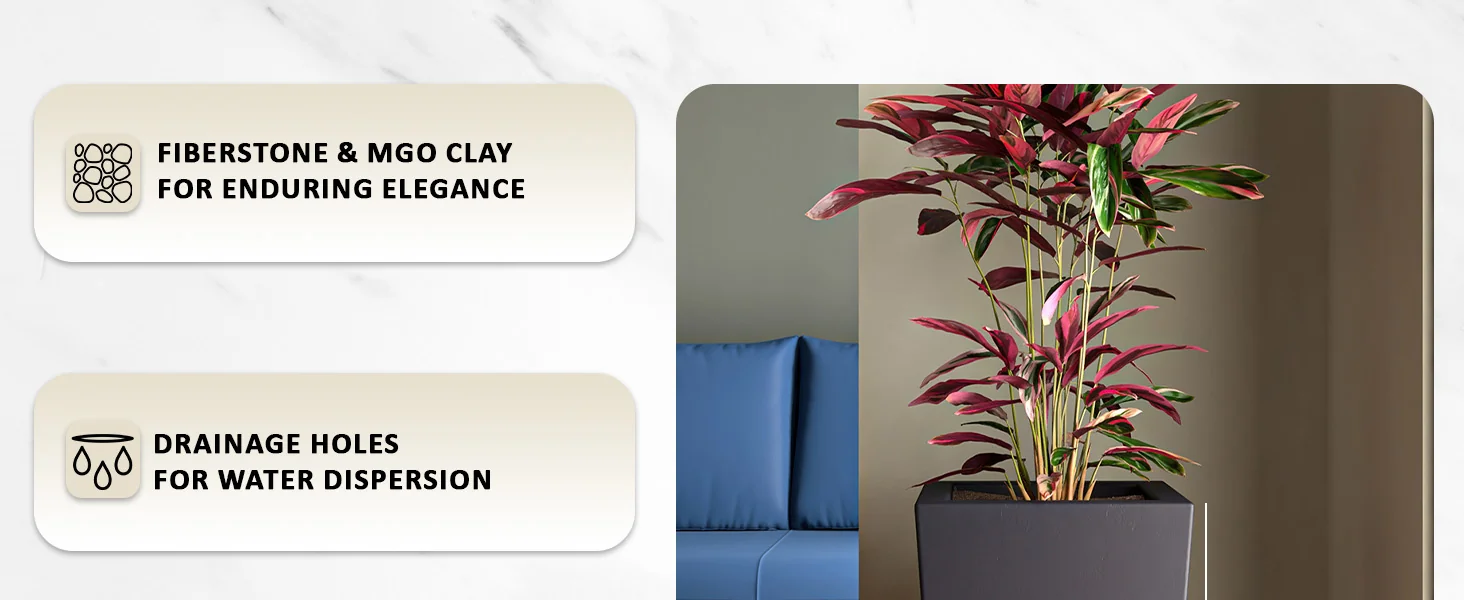 Orna Series Poly Stone Planter 17.7 Dia 36.2 High in Black