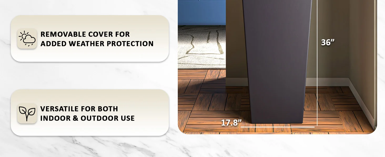 Orna Series Poly Stone Planter 17.7 Dia 36.2 High in Black