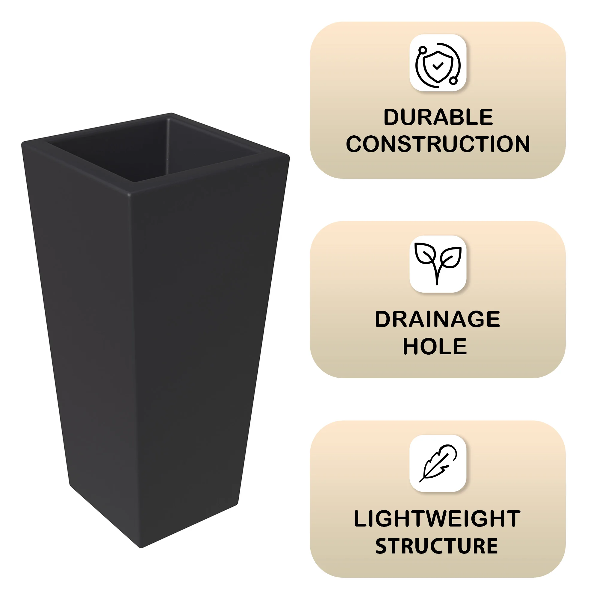 Orna Series Poly Stone Planter 17.7 Dia 36.2 High in Black