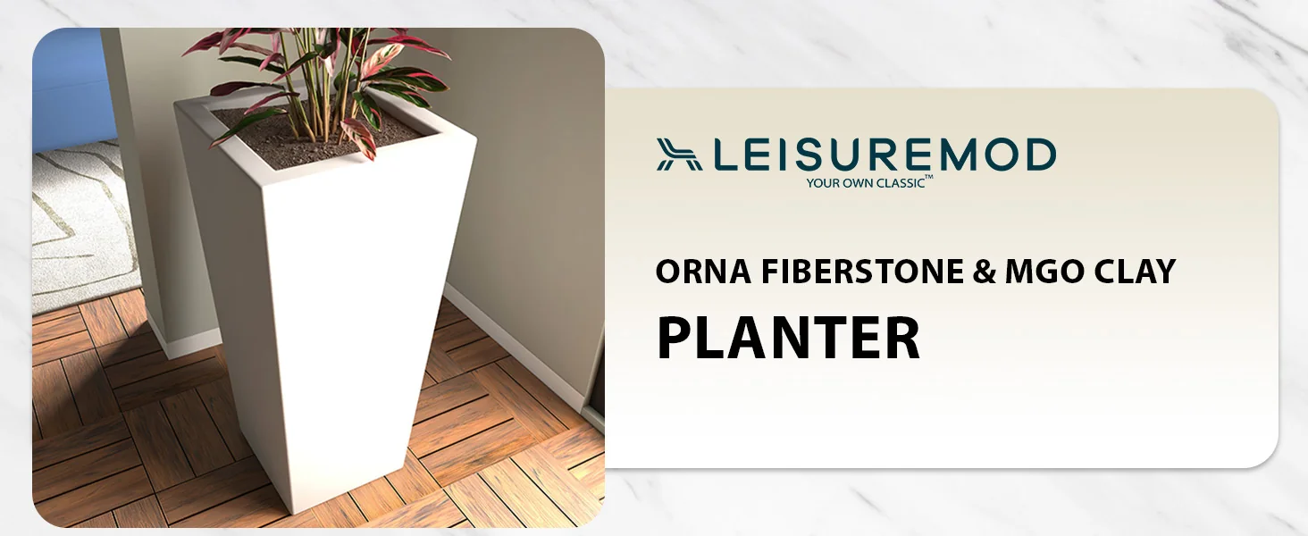 Orna Series Poly Stone Planter 17.7 Dia 36.2 High in White