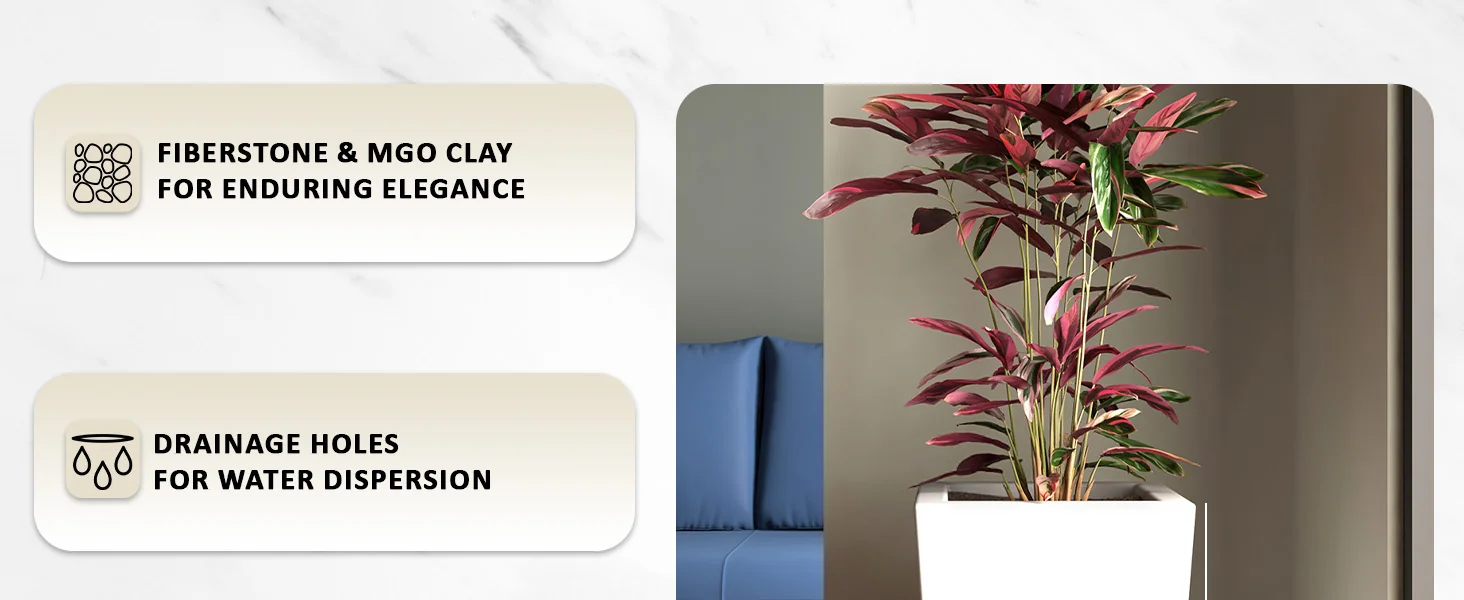 Orna Series Poly Stone Planter 17.7 Dia 36.2 High in White