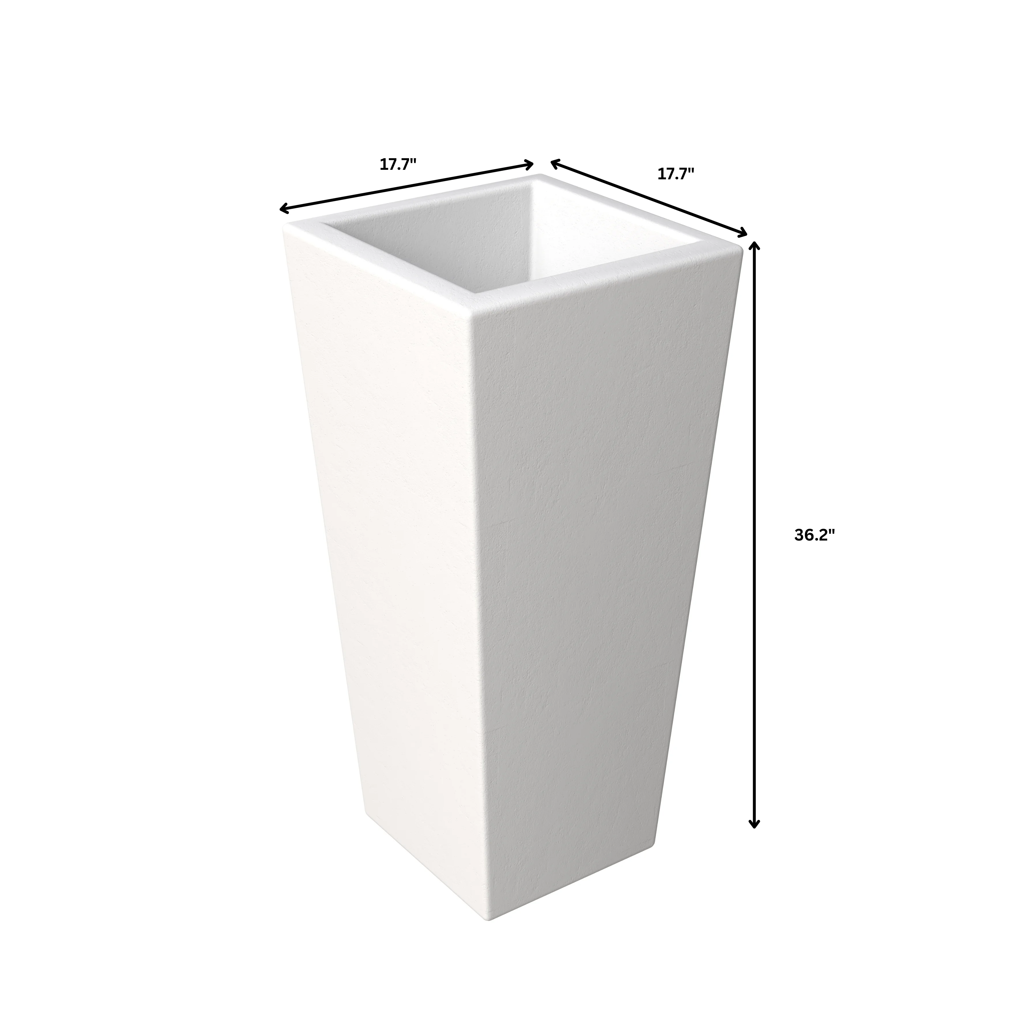 Orna Series Poly Stone Planter 17.7 Dia 36.2 High in White