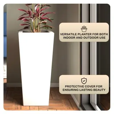 Orna Series Poly Stone Planter 17.7 Dia 36.2 High in White