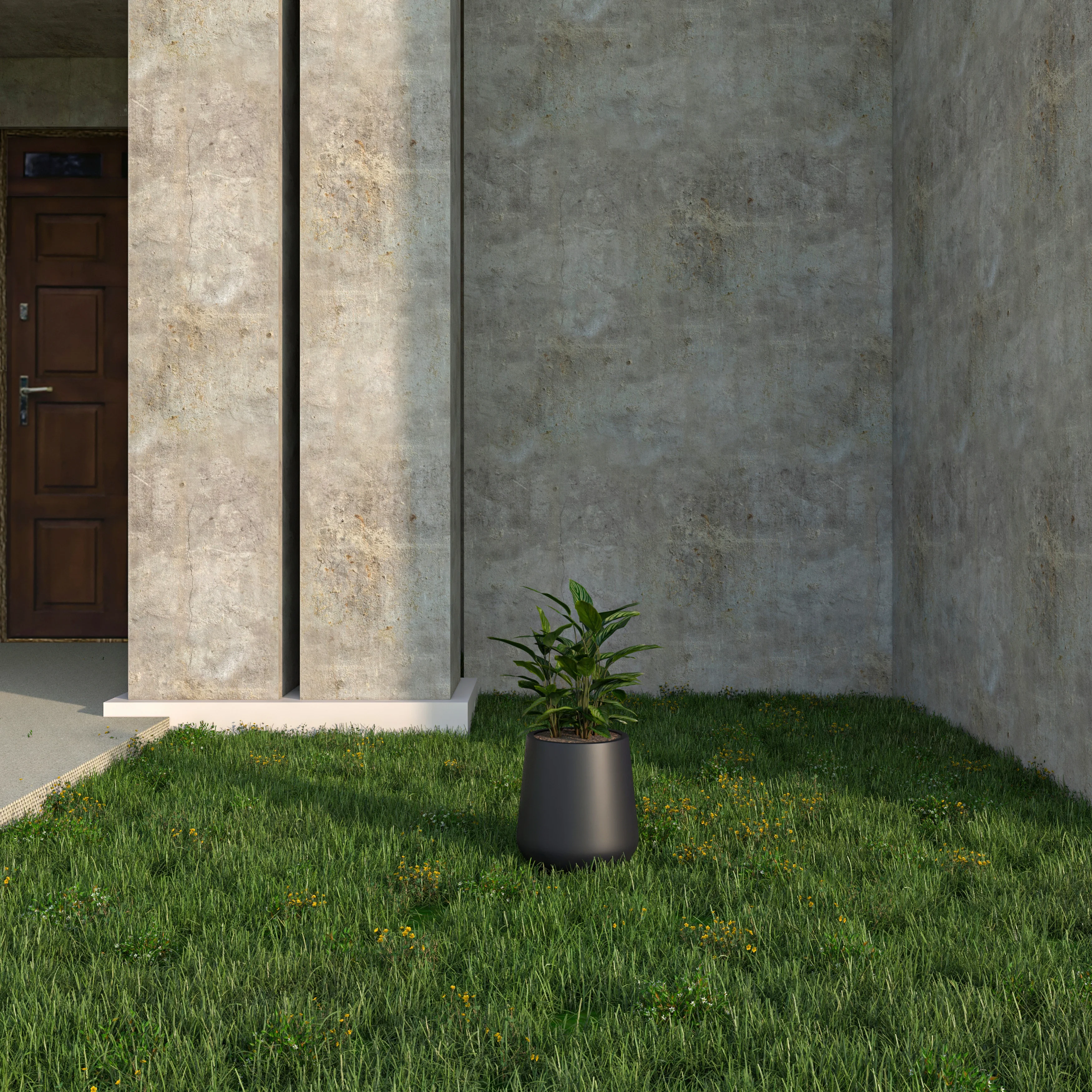 Orchid Seires Poly Stone Planter in Black 7.1 Dia 7.9 High